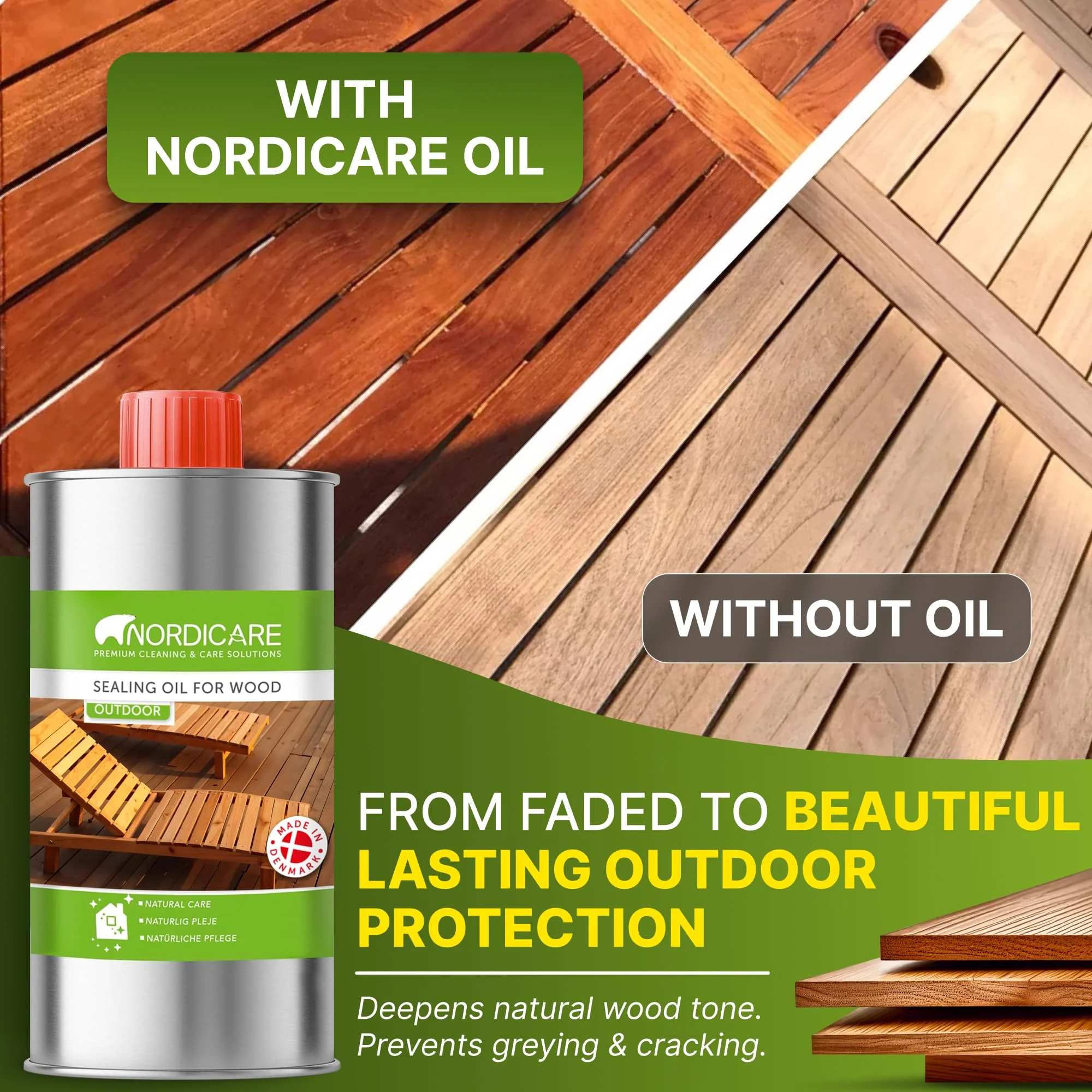 Nordicare Teak Oil for Outdoor Furniture, 16.9 Oz – Outdoor Wood Oil & Sealer for Teak, Acacia, Oak & More, Helps Restore Weathered Wood and Protect Against Drying, Easy to Apply - Image 7