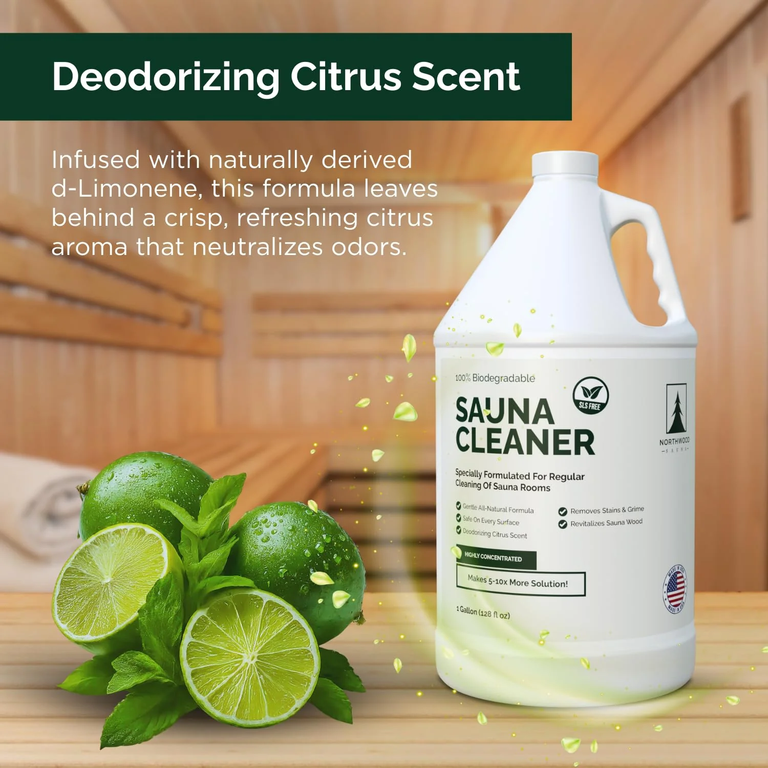 Northwood Sauna - Sauna Cleaner - Natural Wood Cleaner & Deodorizer - Makes 10x More Solution - 1 Gallon (128 Fl Oz) - Image 3