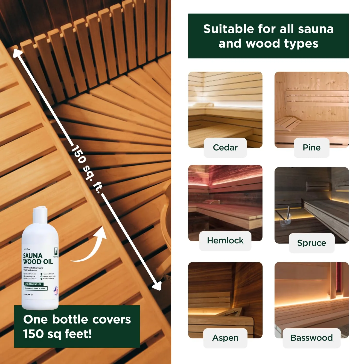 Northwood Sauna - Sauna Wood Oil - 100% Pure Paraffin Oil - Traditional Sauna Sealer - 1 Quart (32 Fl Oz) - Image 3