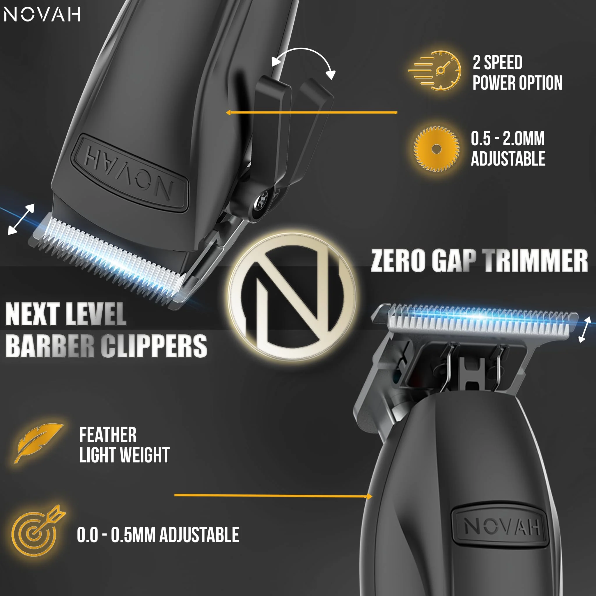 Novah® Professional Hair Clippers for Men, Professional Barber Clippers and Trimmer Set, Mens Cordless Hair Clipper for Barbers Haircut Kit Fade - Image 6