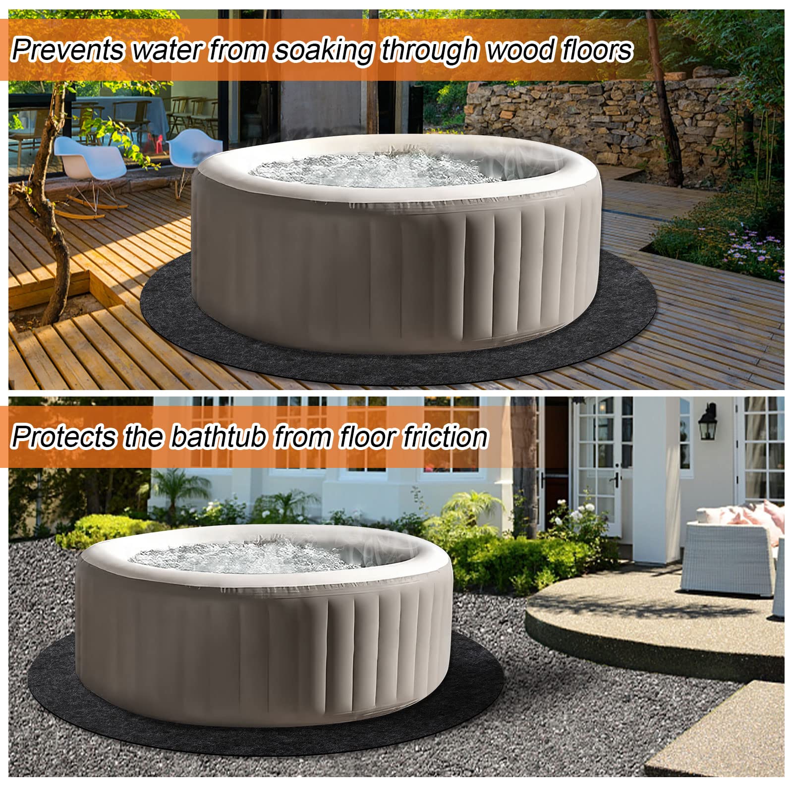 NOVWANG 78 Inch Dia Round Hot Tub Mat, Large Washable Above Ground Protector Pad Water Absorb with Waterproof Slip-proof Backing, Portable Spa Pool Accessories for 77" Dia below Outdoor Indoor Hot Tub - Image 4