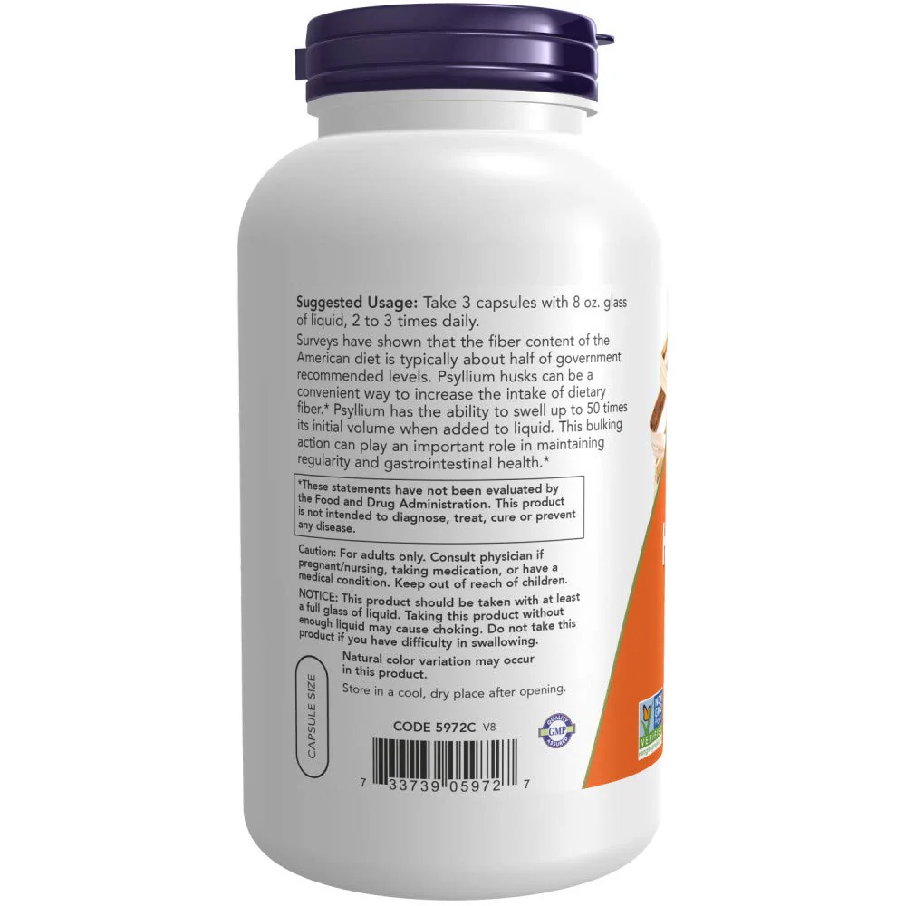 NOW Foods Psyllium Husk 500mg, 500 Capsule (2 Pack) - Image 6