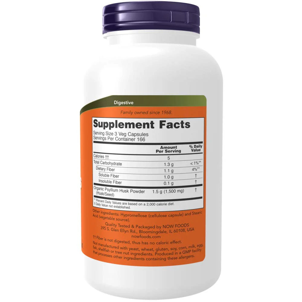 NOW Foods Psyllium Husk 500mg, 500 Capsule (2 Pack) - Image 7