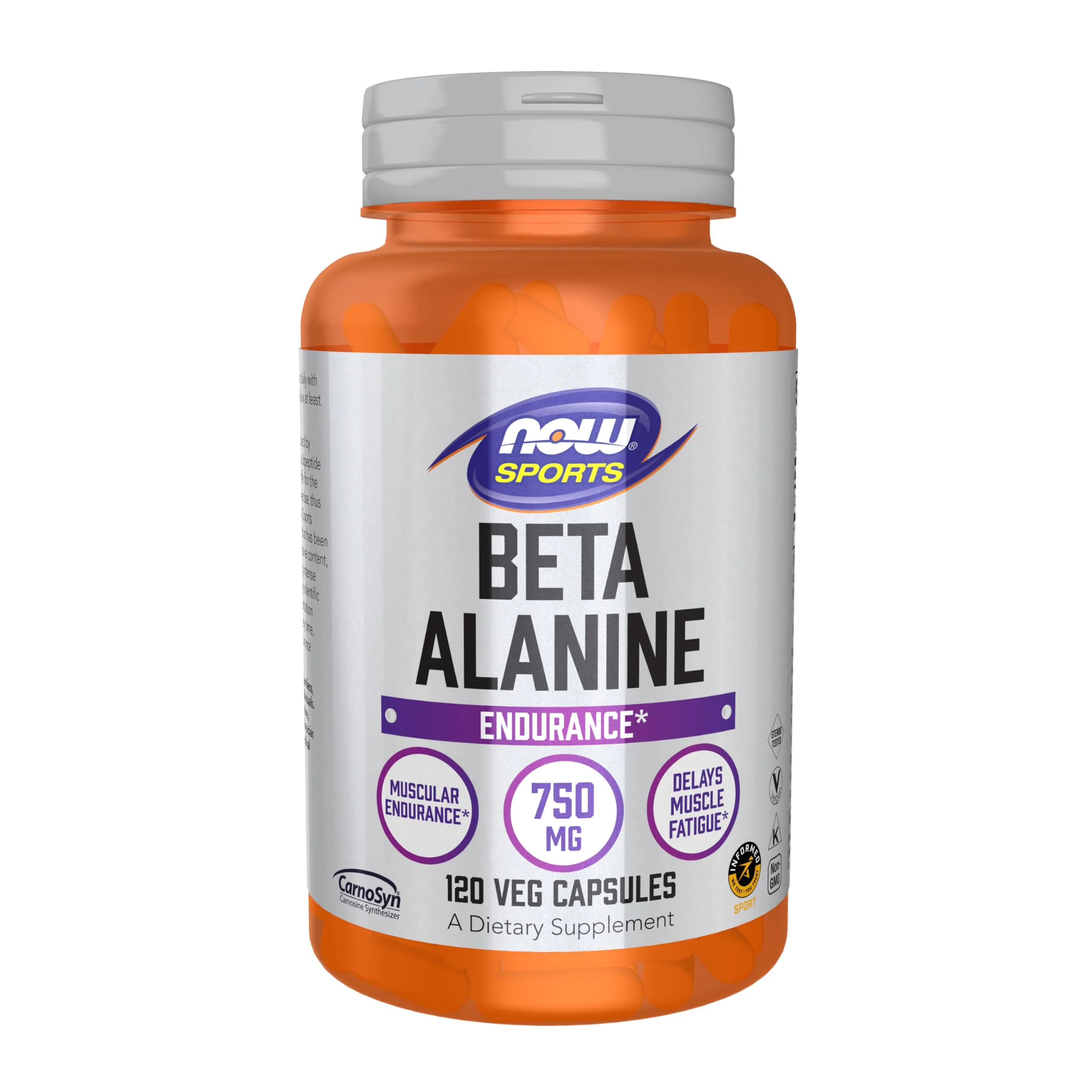 NOW Foods Sports Nutrition, Beta-Alanine 750 mg, Delays Muscle Fatigue*, Endurance*, 120 Veg Capsules