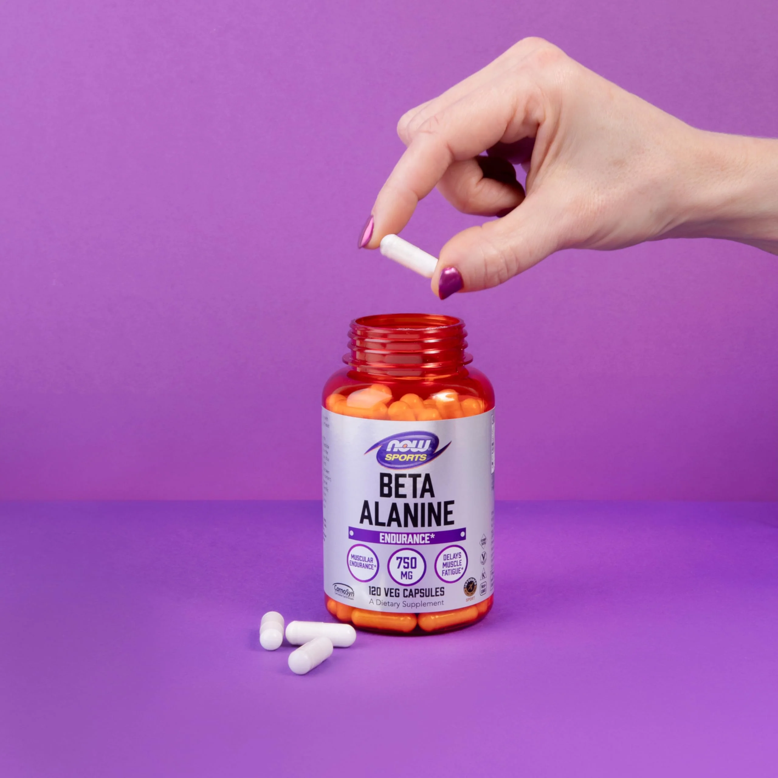 NOW Foods Sports Nutrition, Beta-Alanine 750 mg, Delays Muscle Fatigue*, Endurance*, 120 Veg Capsules - Image 3