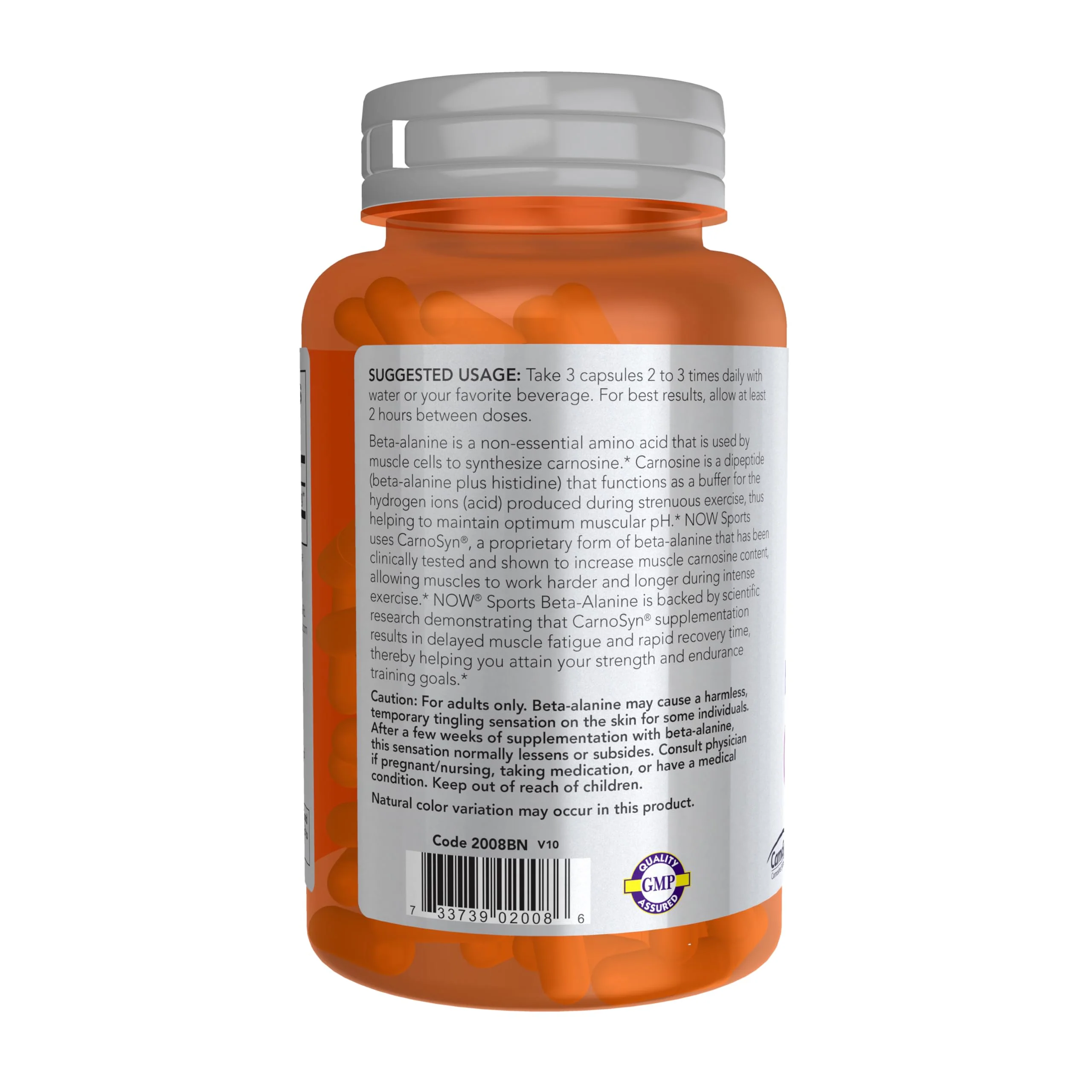 NOW Foods Sports Nutrition, Beta-Alanine 750 mg, Delays Muscle Fatigue*, Endurance*, 120 Veg Capsules - Image 6