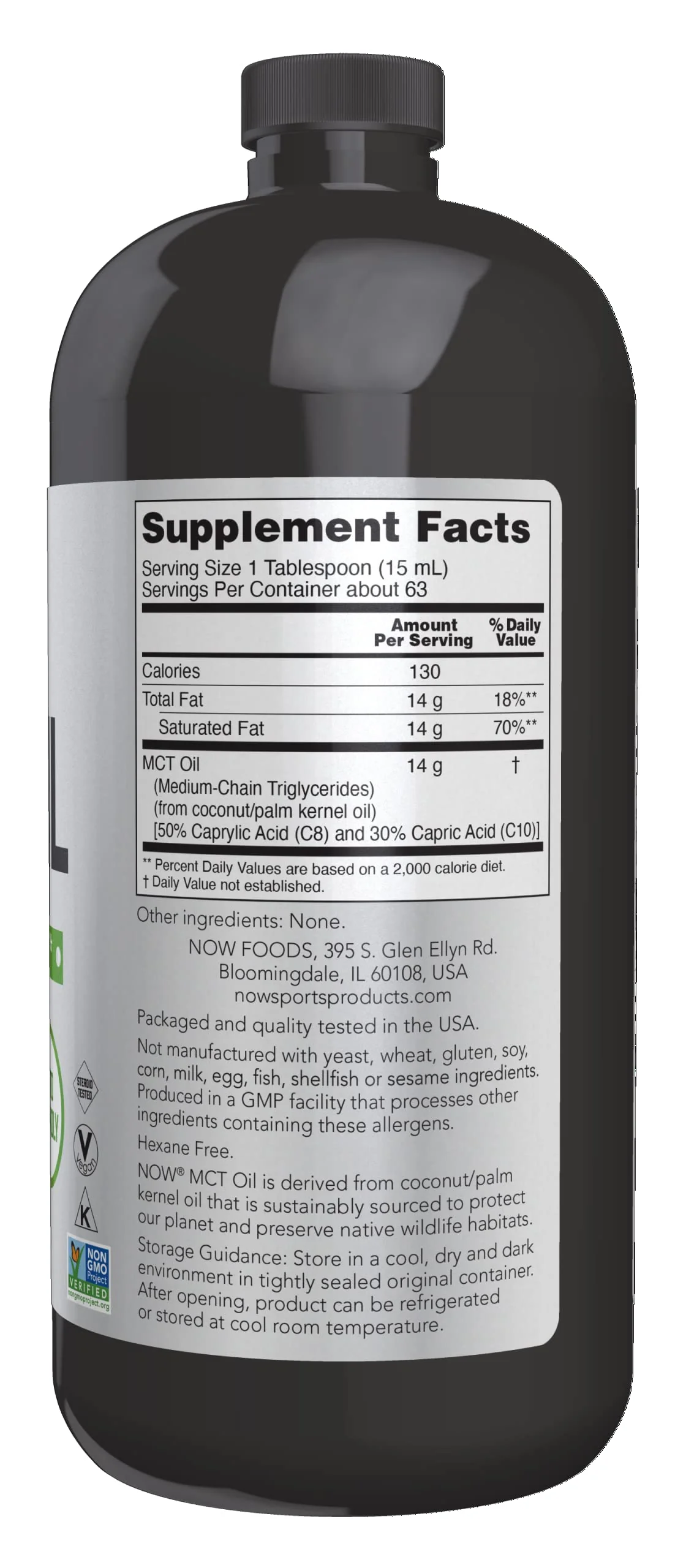 NOW Foods Sports Nutrition, MCT (Medium-chain triglycerides) Oil 14 g, Weight Management, Liquid, 32-Ounce - Image 6