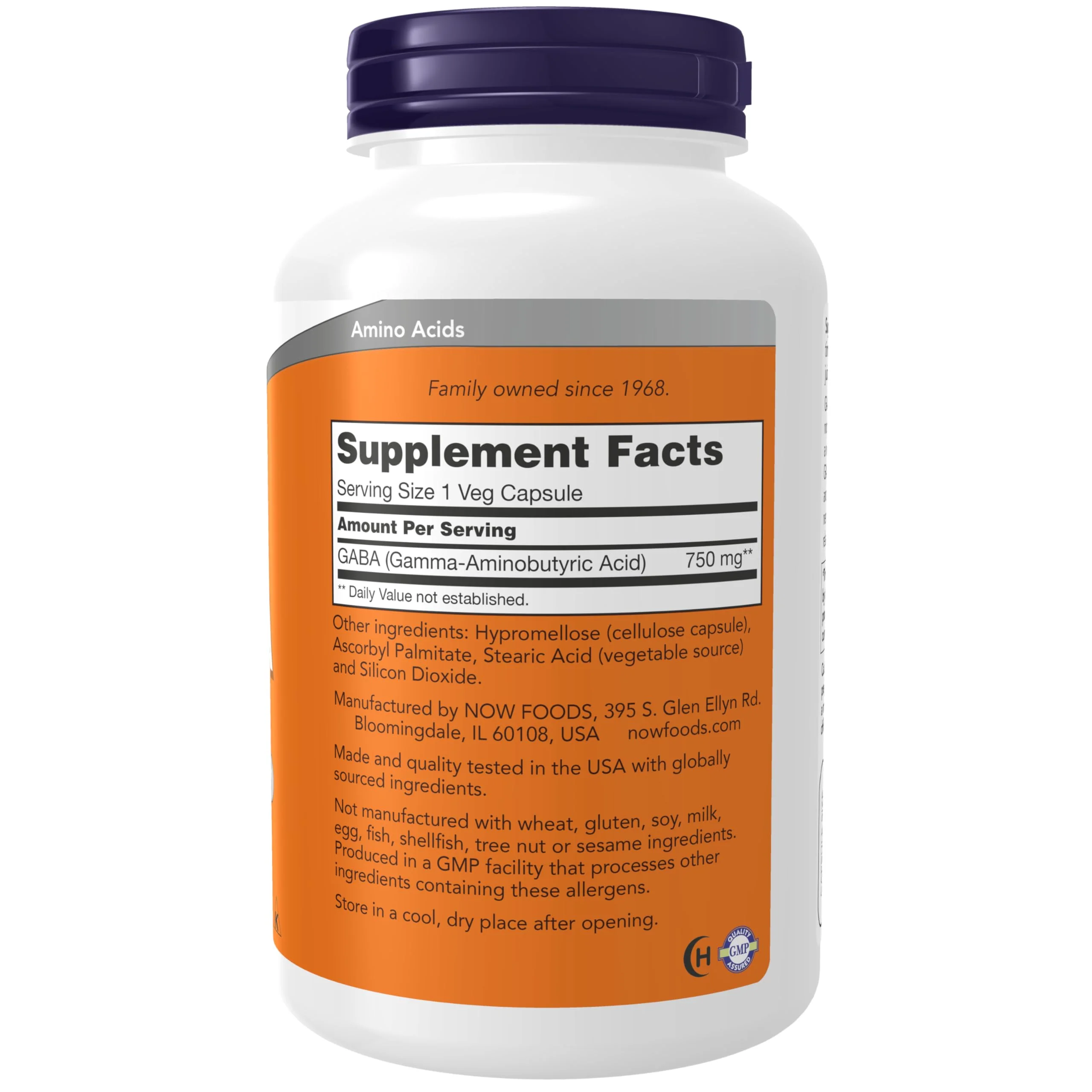 NOW Foods Supplements, GABA (Gamma-Aminobutyric Acid) 750mg, Neurotransmitter Support*, 200 Veg Capsules - Image 7