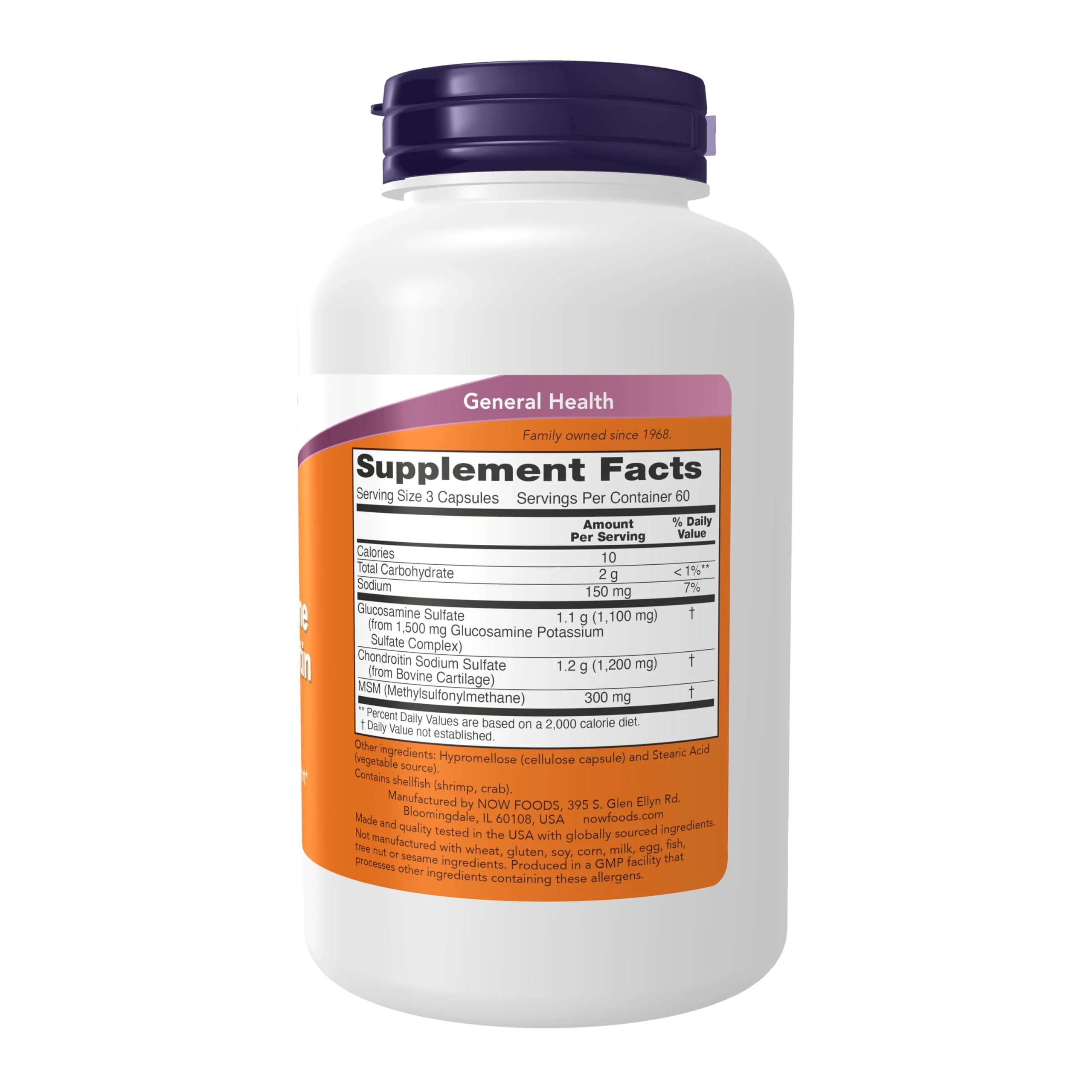 NOW Foods Supplements, Glucosamine & Chondroitin with MSM, Joint Health, Mobility and Comfort*, 180 Veg Capsules - Image 2