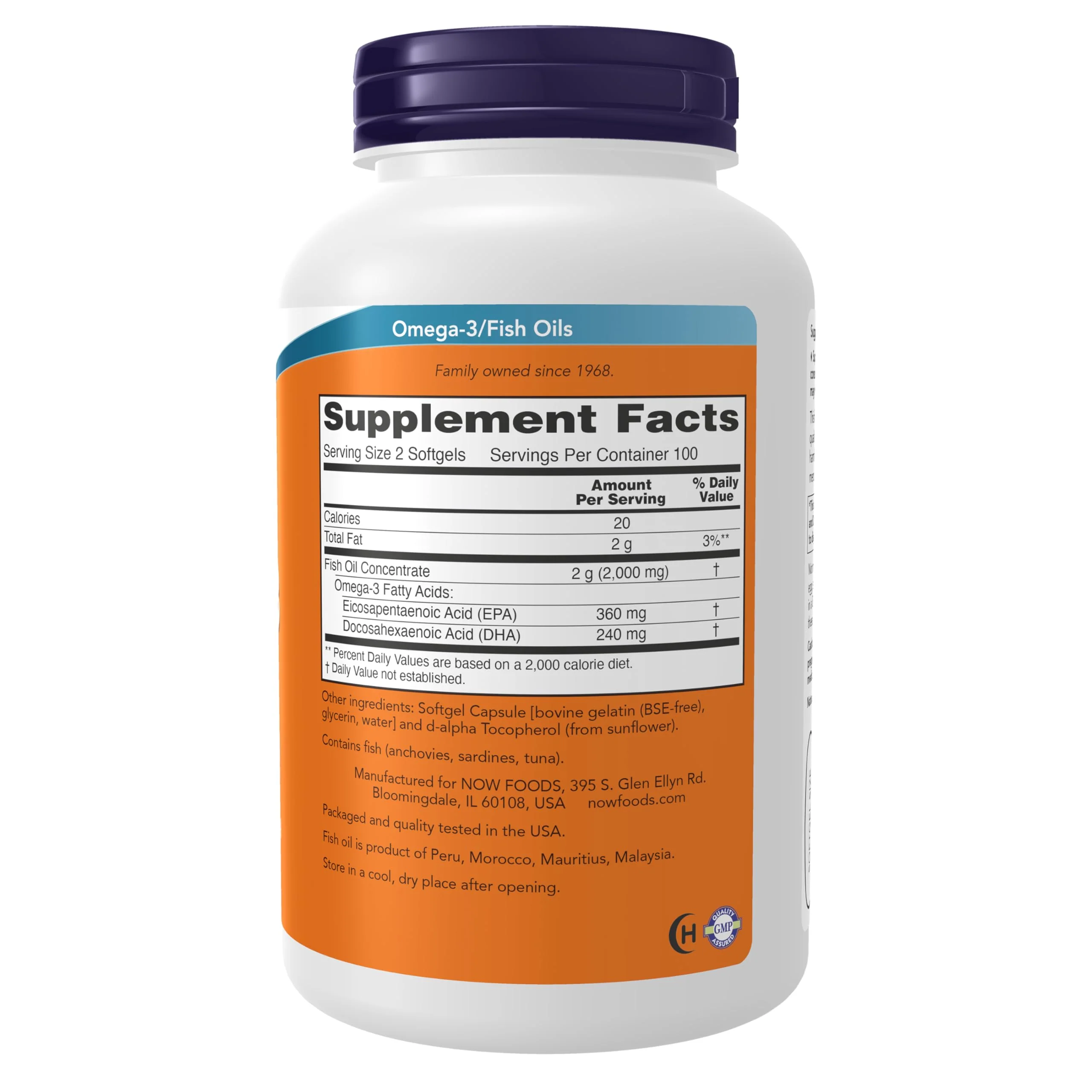 NOW Foods Supplements, Omega-3 180 EPA / 120 DHA, Molecularly Distilled, Cardiovascular Support*, 200 Softgels - Image 2