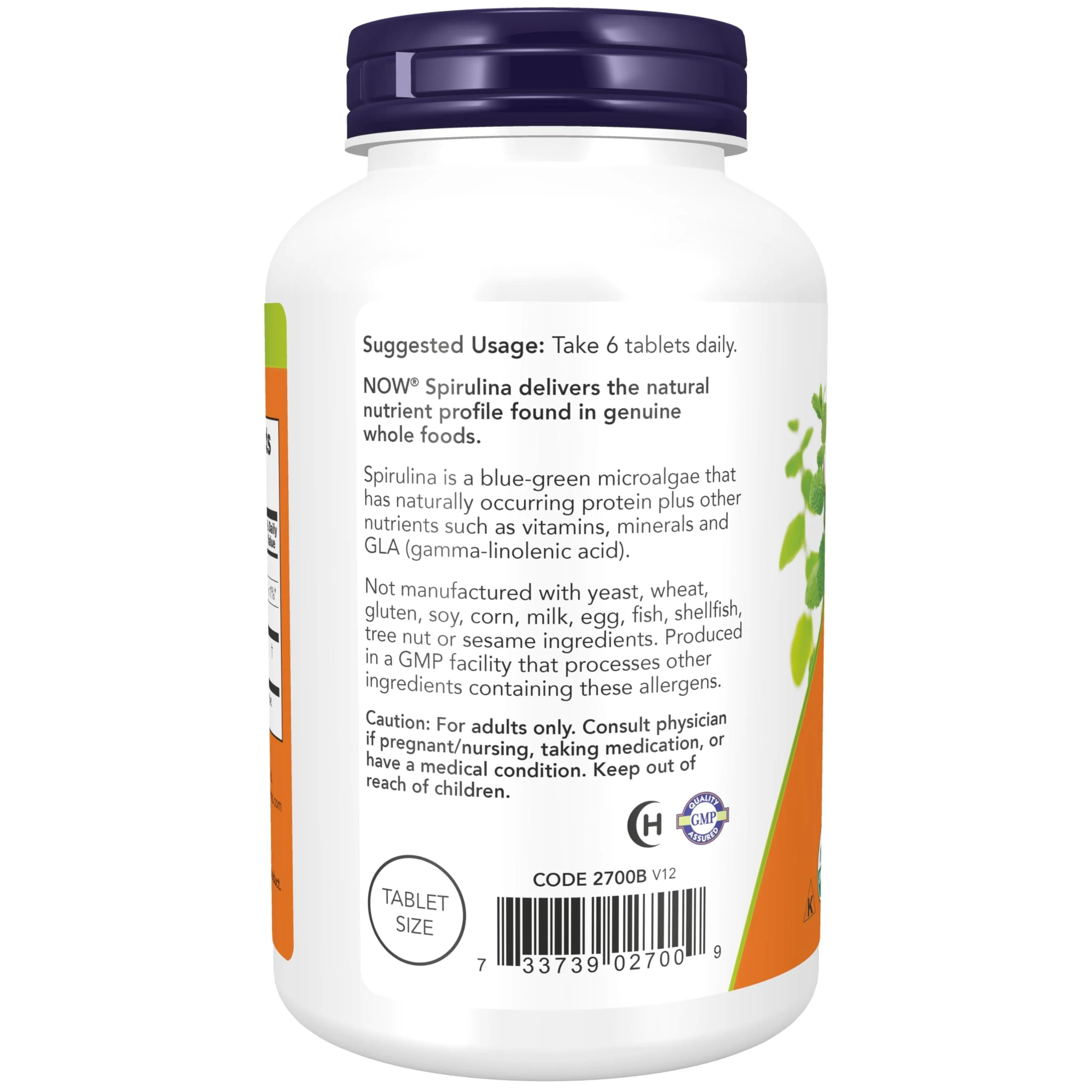 NOW Foods Supplements, Organic Spirulina 500 mg with Vitamins, Minerals and GLA (Gamma-Linolenic Acid), 500 Tablets - Image 7