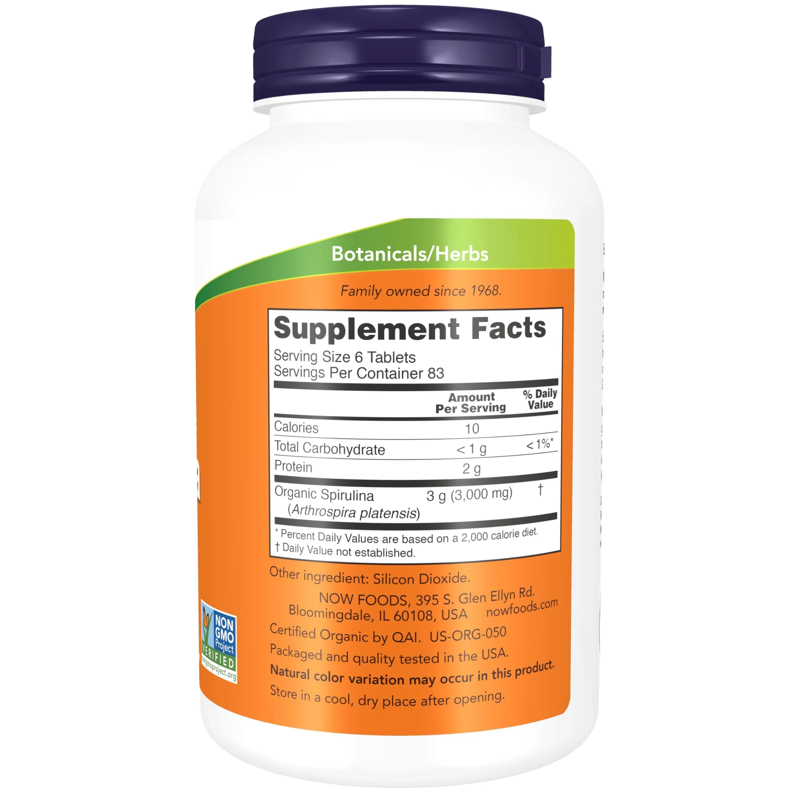 NOW Foods Supplements, Organic Spirulina 500 mg with Vitamins, Minerals and GLA (Gamma-Linolenic Acid), 500 Tablets - Image 8