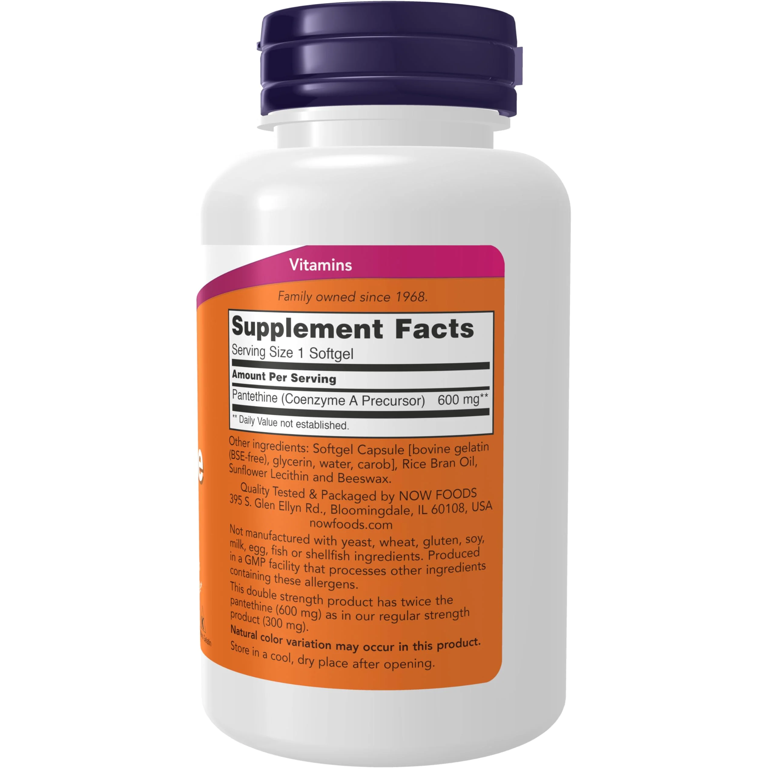 NOW Foods Supplements, Pantethine (Coenzyme A Precursor) 600 mg, Double Strength, Cardiovascular Health*, 60 Softgels - Image 7