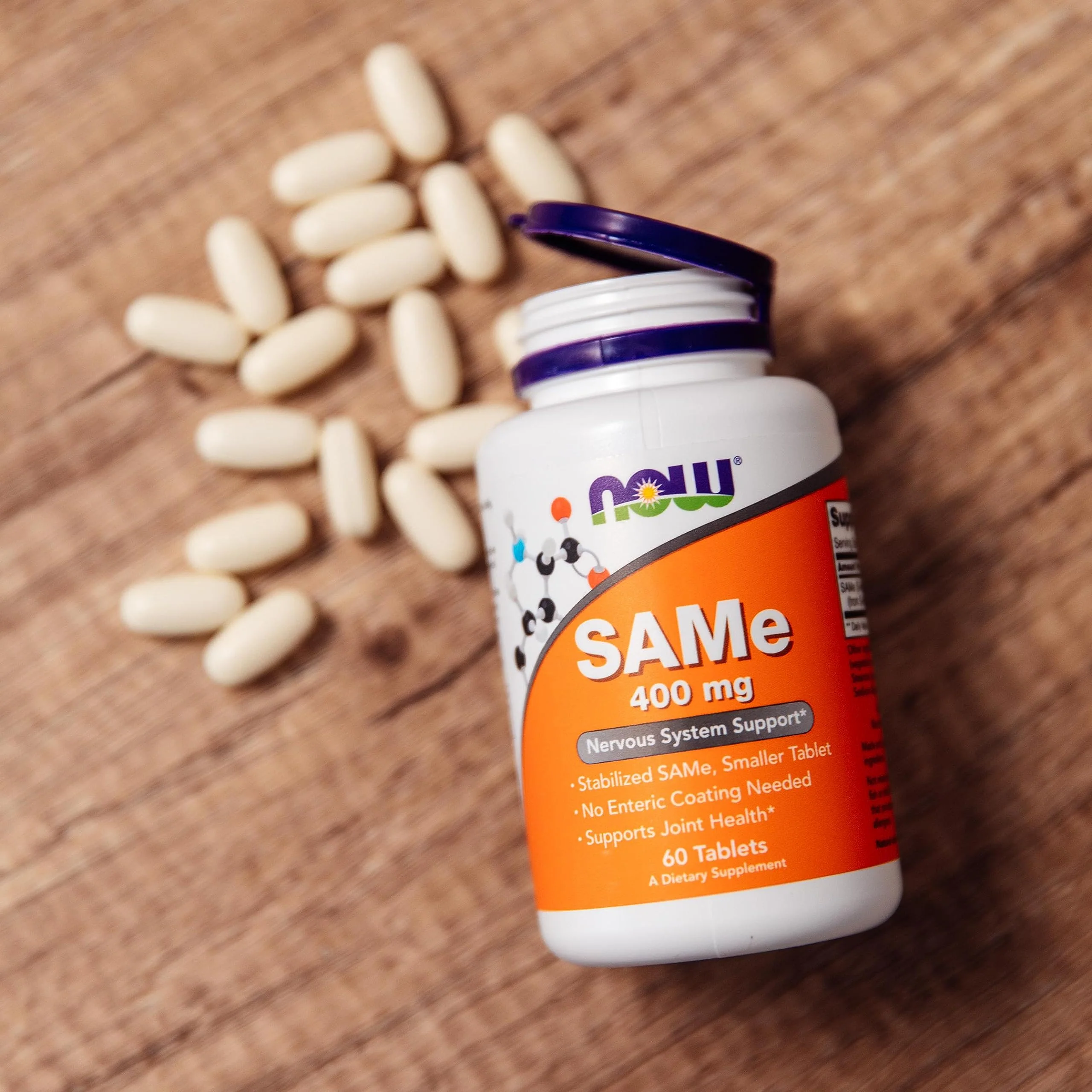 NOW Foods Supplements, SAMe (S-Adenosyl-L-Methionine) 400 mg, Nervous System Support*, 60 Tablets - Image 4