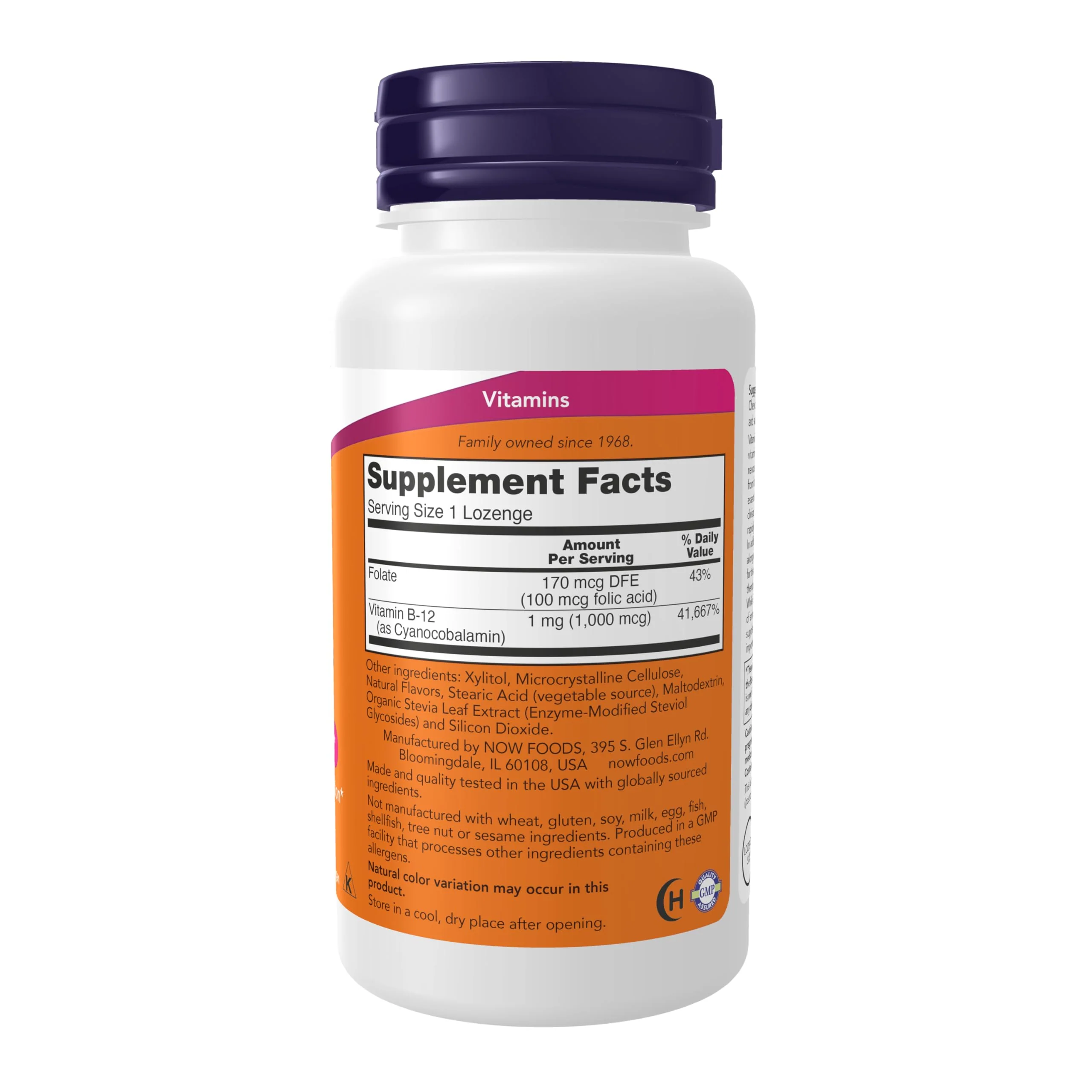 NOW Foods Supplements, Vitamin B-12 1,000 mcg with Folic Acid, Nervous System Health*, 250 Chewable Lozenges - Image 7