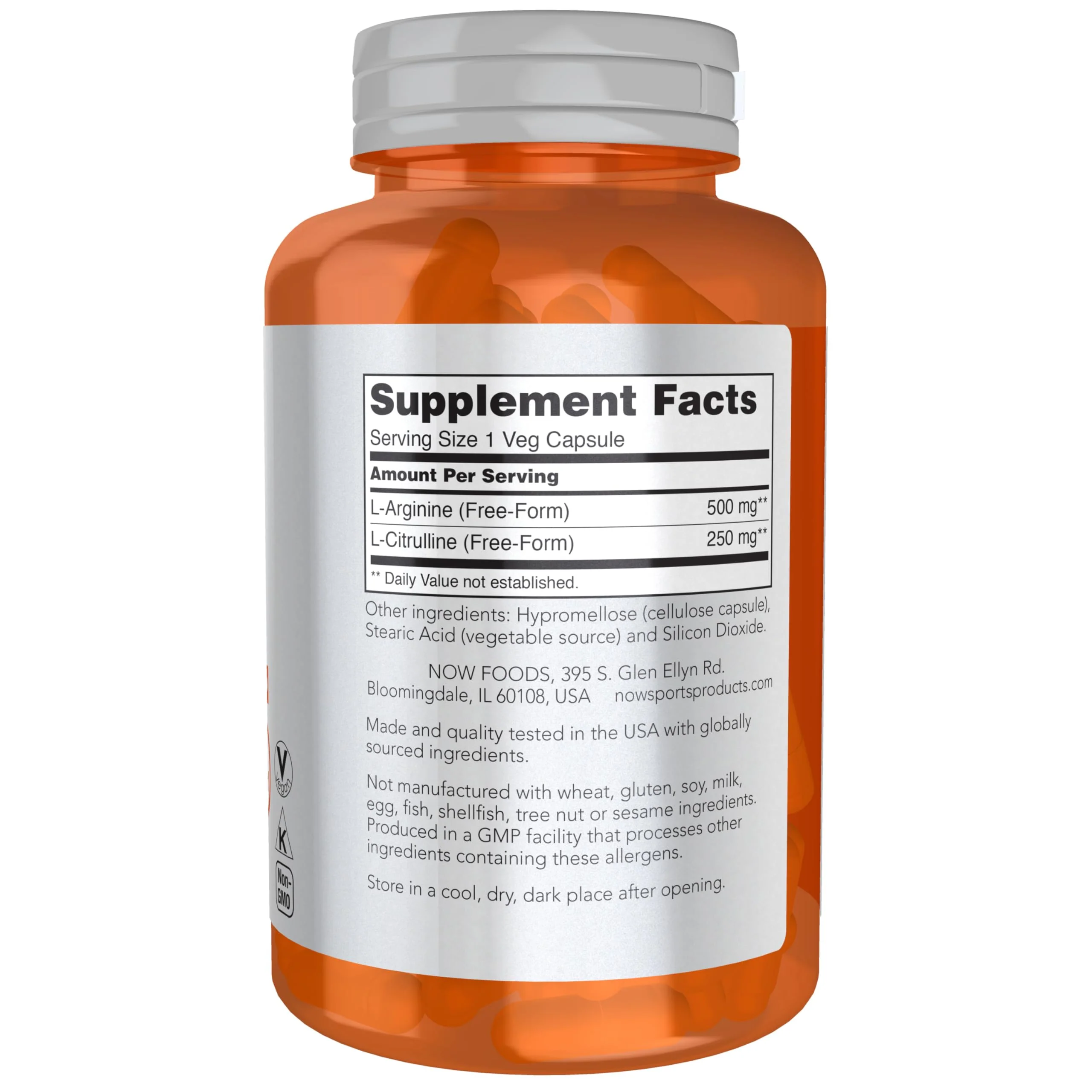 NOW Sports Nutrition, Arginine & Citrulline 500 mg/ 250 mg, Amino Acids, 120 Veg Capsules - Image 9