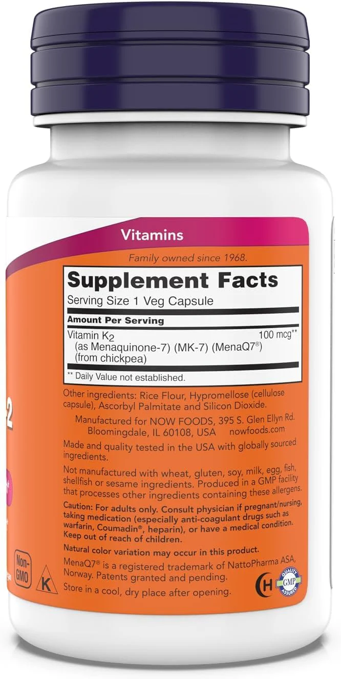Now Supplements, MK-7 Vitamin K-2 100 mcg, Cardiovascular Support*, Supports Bone Health*, 180 Veg Capsules (Pack of 2) - Image 8
