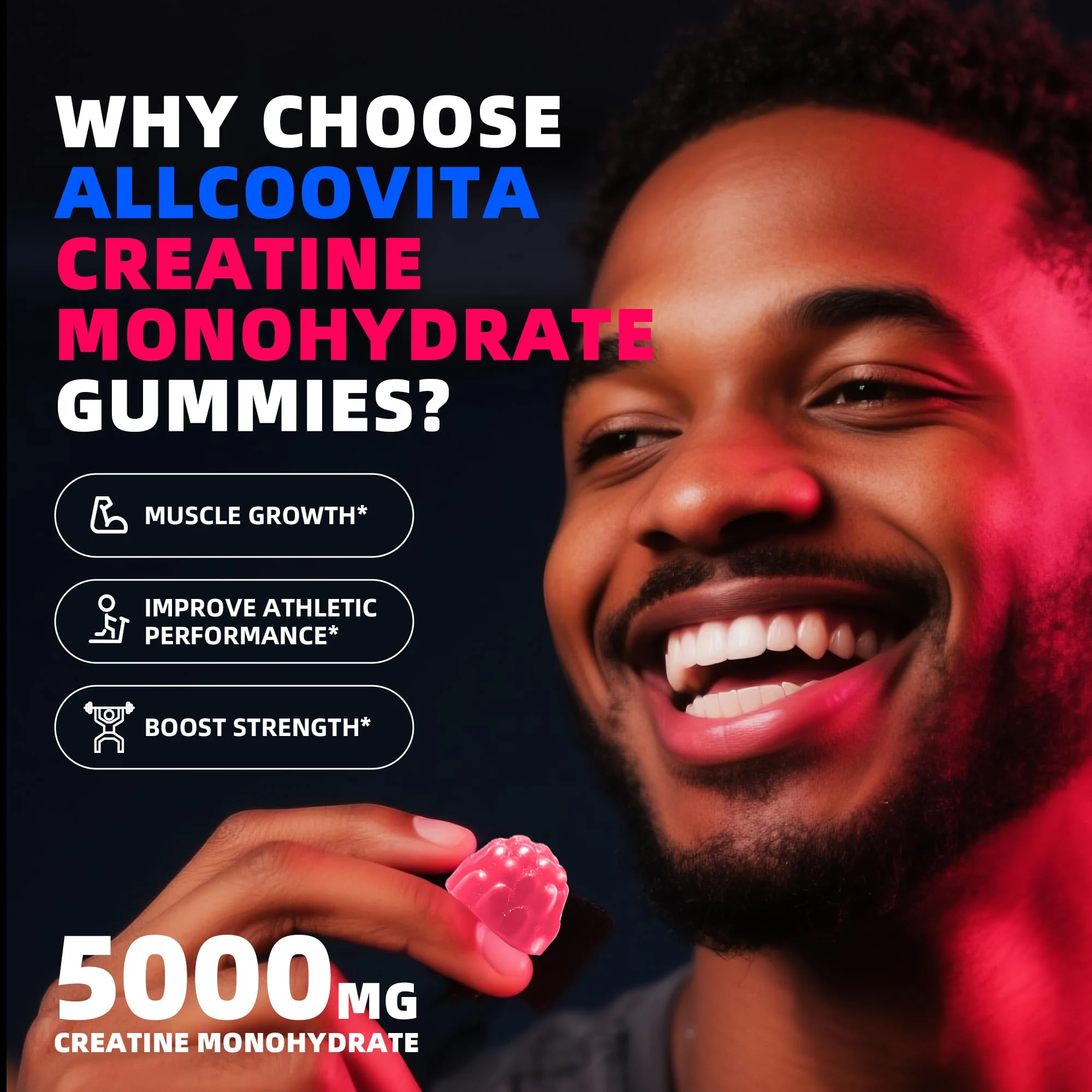 NSF Certified Creatine Gummy 5g - Creatine Monohydrate Gummies for Men & Women. Boost Focus,Strength, and Endurance, Anti-Melting Formula, Vegan, Gluten-Free, Non-GMO,(Raspberry & Blueberry 135 ct) - Image 9