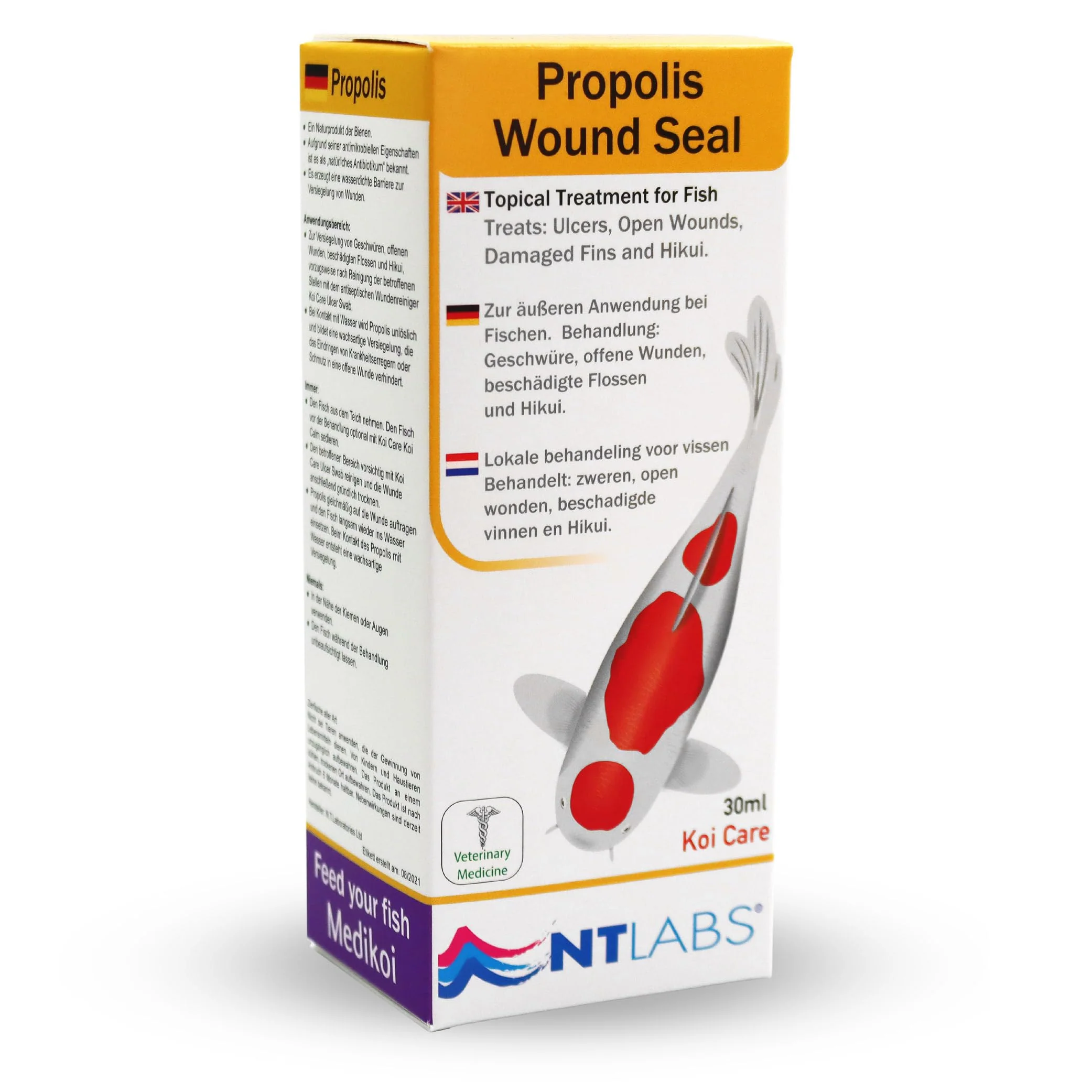 NT Labs Koi Care Propolis Wound Seal, Koi Medicine, Topical Treatment for Ulcers, Open Wounds, Damaged Fins and Hikui, Natural Product, Bee Propolis, 30ml - Image 2