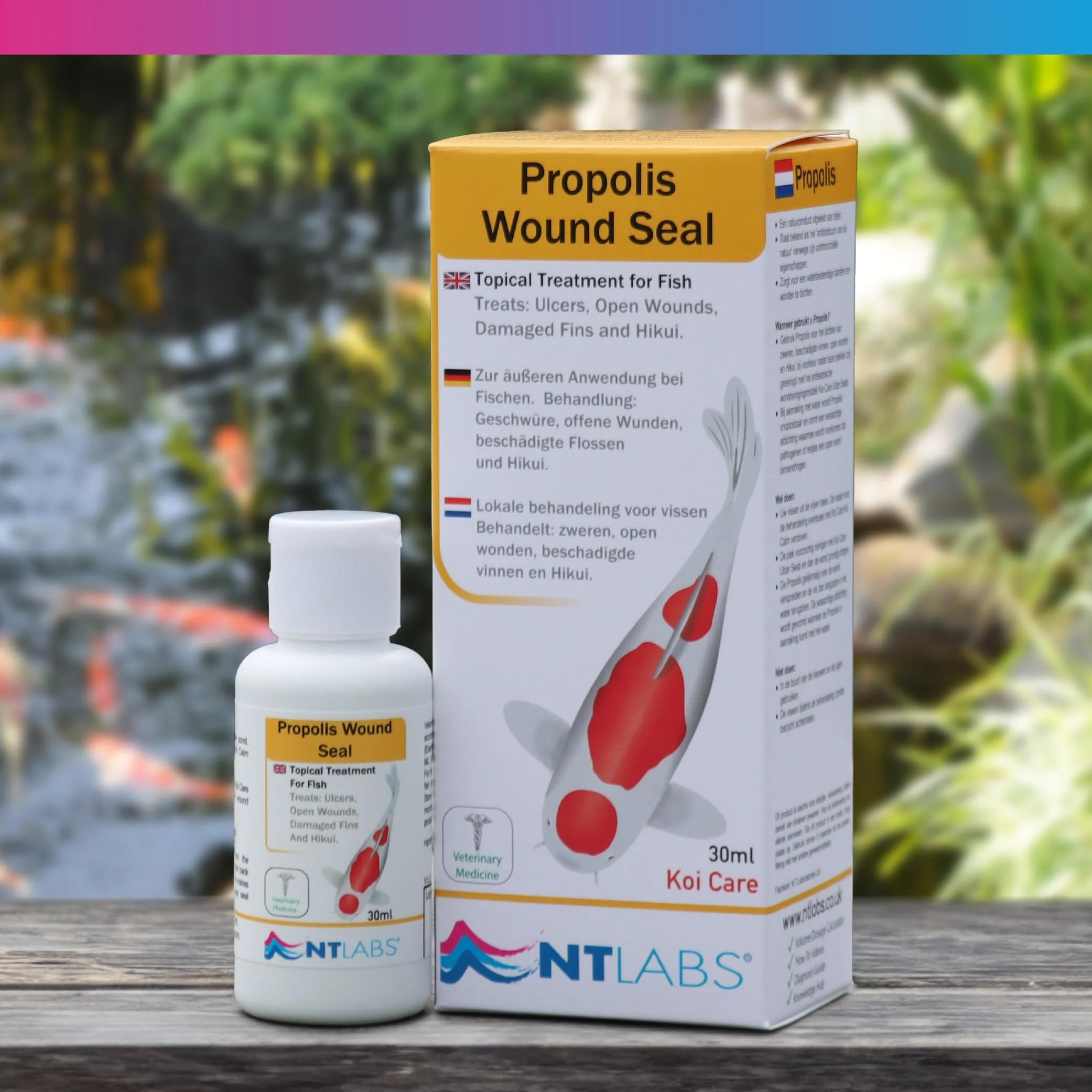 NT Labs Koi Care Propolis Wound Seal, Koi Medicine, Topical Treatment for Ulcers, Open Wounds, Damaged Fins and Hikui, Natural Product, Bee Propolis, 30ml - Image 4