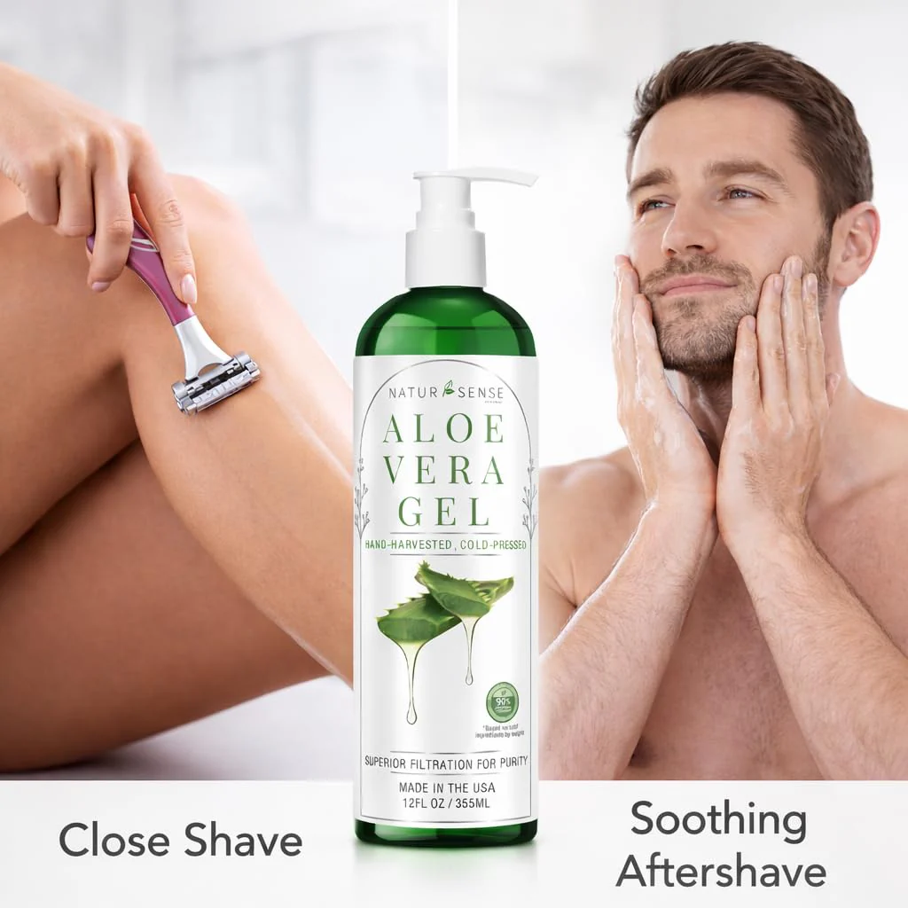 NTRSNS NaturSense 99% Organic Aloe Vera Gel. Deep Hydration, Effective Moisturizing. For Hair, Scalp, Face, Dry Winter Skin, Acne, Sunburn, Sensitive Skin, Shaving. Unscented, 12 oz. - Image 2