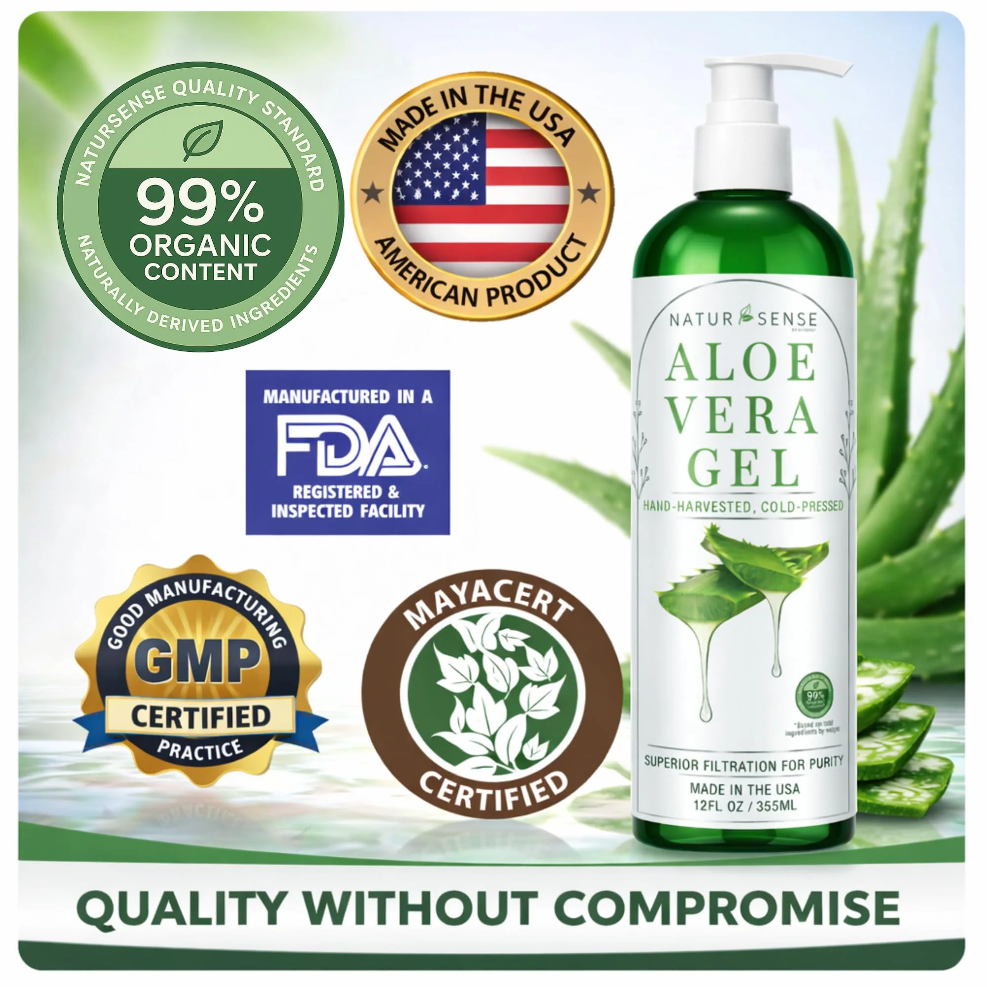 NTRSNS NaturSense 99% Organic Aloe Vera Gel. Deep Hydration, Effective Moisturizing. For Hair, Scalp, Face, Dry Winter Skin, Acne, Sunburn, Sensitive Skin, Shaving. Unscented, 12 oz. - Image 7