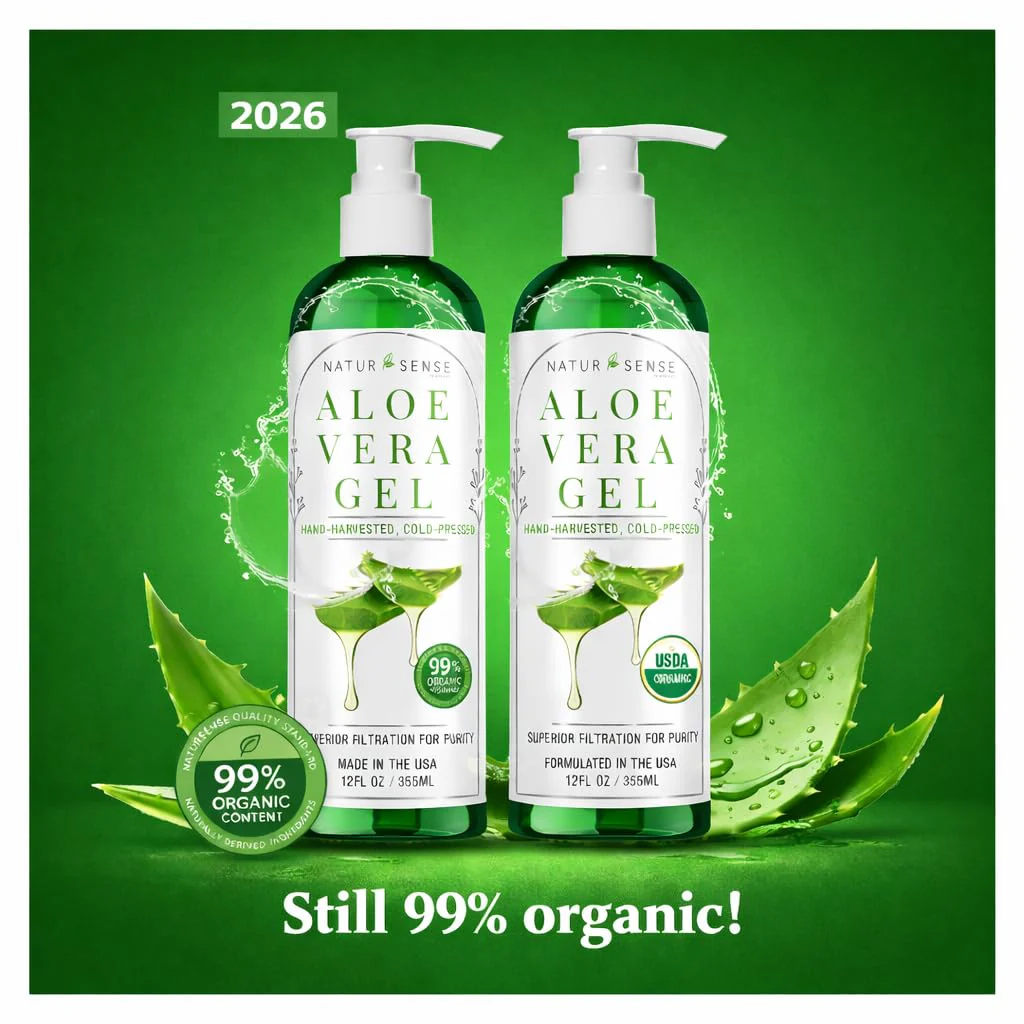NTRSNS NaturSense 99% Organic Aloe Vera Gel. Deep Hydration, Effective Moisturizing. For Hair, Scalp, Face, Dry Winter Skin, Acne, Sunburn, Sensitive Skin, Shaving. Unscented, 12 oz. - Image 9