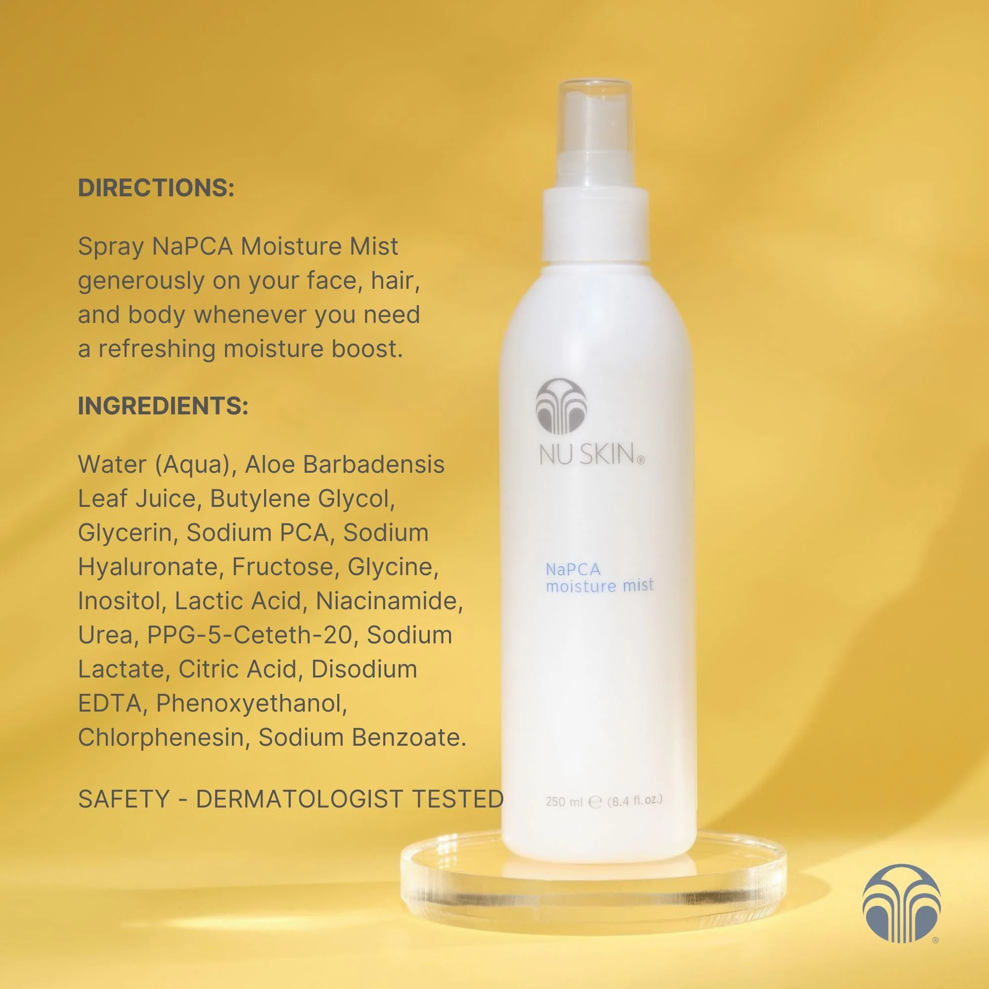 Nu Skin NaPCA Moisture Mist | Revitalizing Moisturizer & Cooling Mist with Hyaluronic Acid | Hydrating Spray for Face, Body & Hair | Sodium PCA for All Skin Types | 8 oz | 2 Pack - Image 2