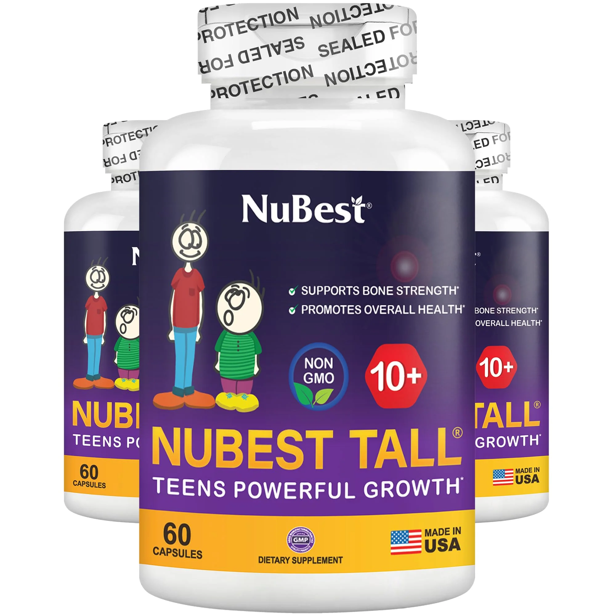 NuBest Tall 10+ - Advanced Bone Strength Formula - Supports Immunity, Healthy Development & Optimal Wellness - for Children (10+) & Teens Who Drink Milk Daily | Pack 3 | 3 Months Supply