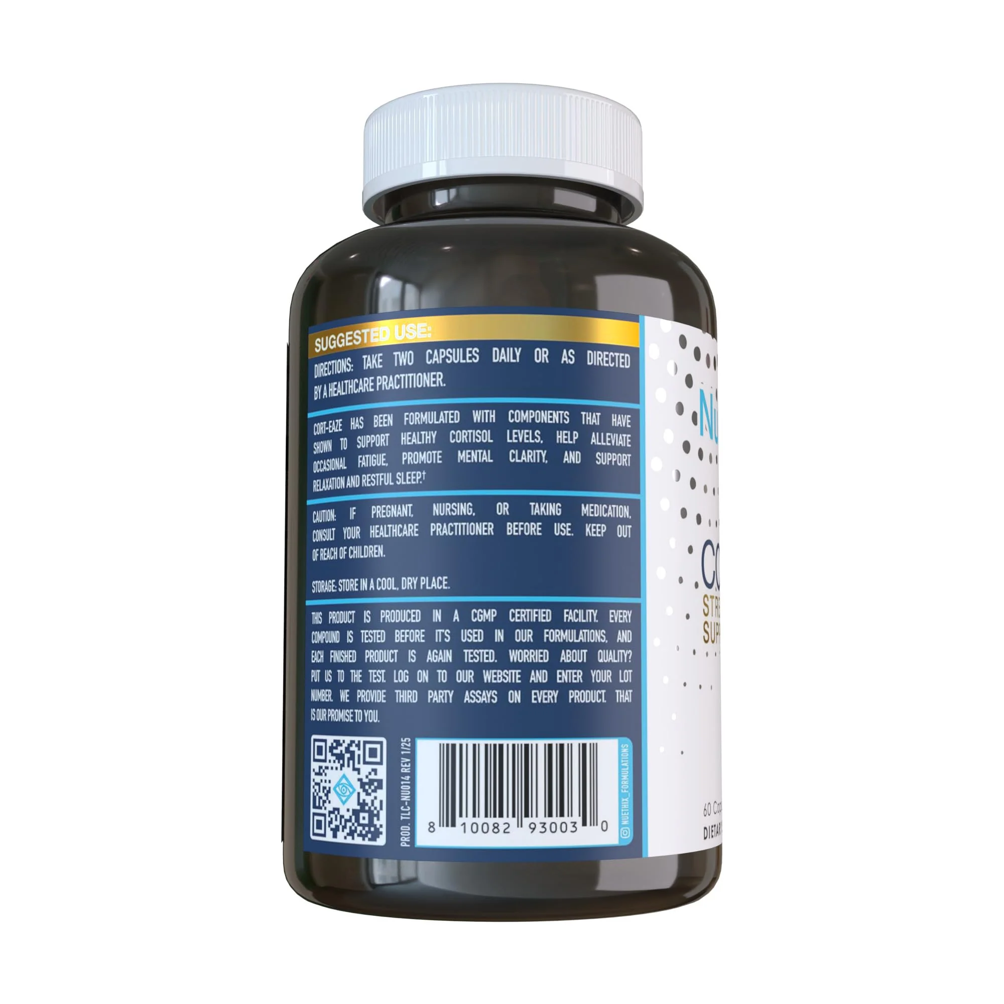 NuEthix Formulations Cort-Eaze - Cortisol Supplement - Health Support Supplement with Ashwagandha, L-Theanine & Rhodiola Rosea - Relaxation and Deep Sleep, 60 Capsules, 30 Servings - Image 8