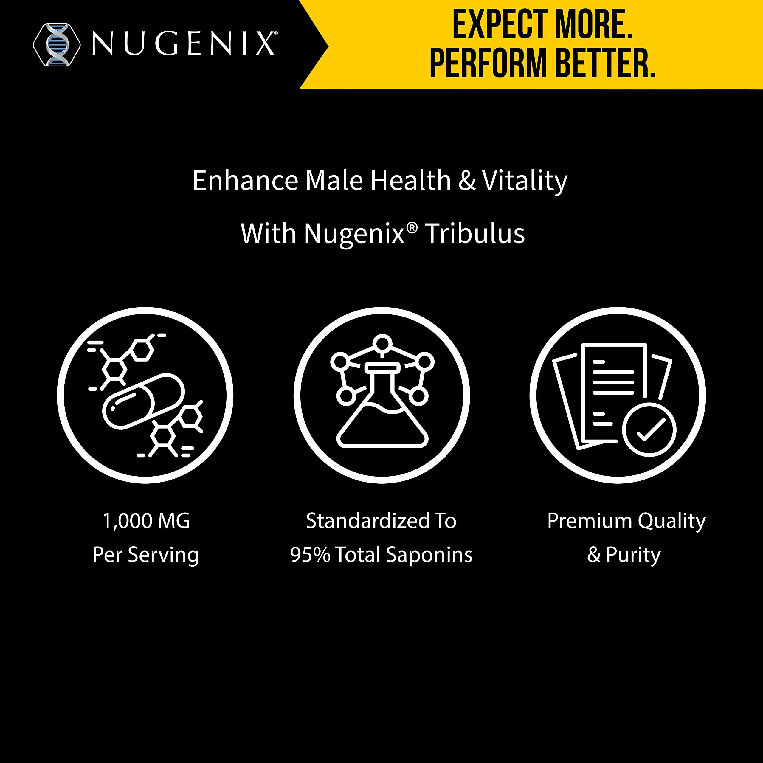 Nugenix Essentials Tribulus Terrestris for Men Extract - 95% Total Saponins, 1000mg High Potency, Extra Strength, 120 Count - Image 3