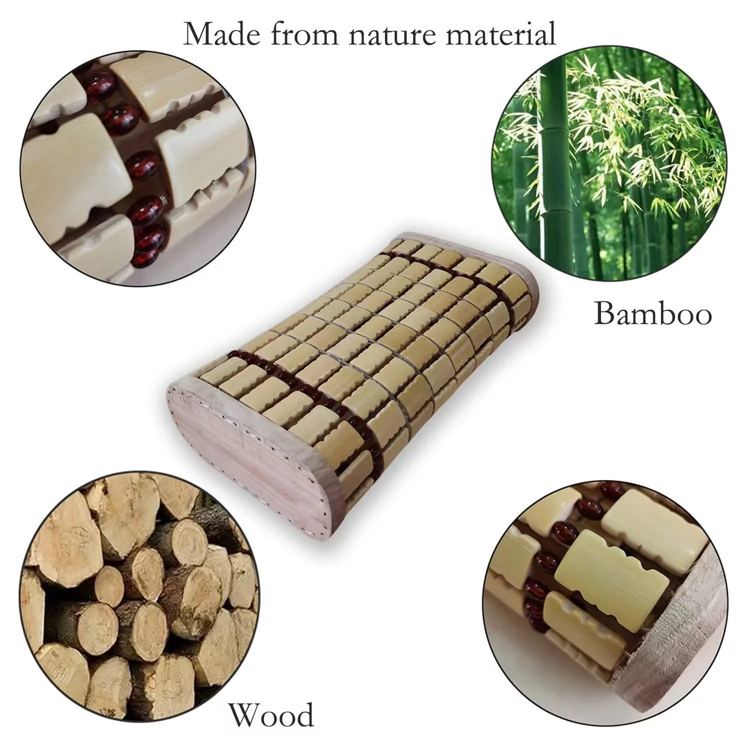 NUIBY Bamboo Sauna Headrest Pillow, 100% Natural Handmade Wood Sauna Pillow Sauna Neck Rest Sauna Accessory, Bonus Sauna Cap and Seat Pad Included, Summer Cool Cervical Spine Pillow (1 Set) - Image 4