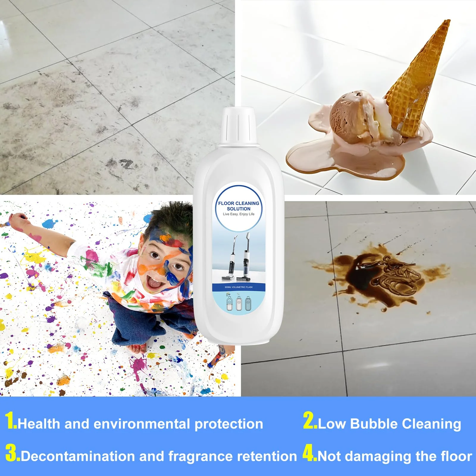 Nukisa 5 Bottles Compatible with Tineco Cleaning Solution 500ml Per Bottle Lavender Scents Floor Cleaner Compatible with All Robot Vacuums with Mopping and Cordless Wet/Dry Vacuum (Lavender Scents) - Image 4