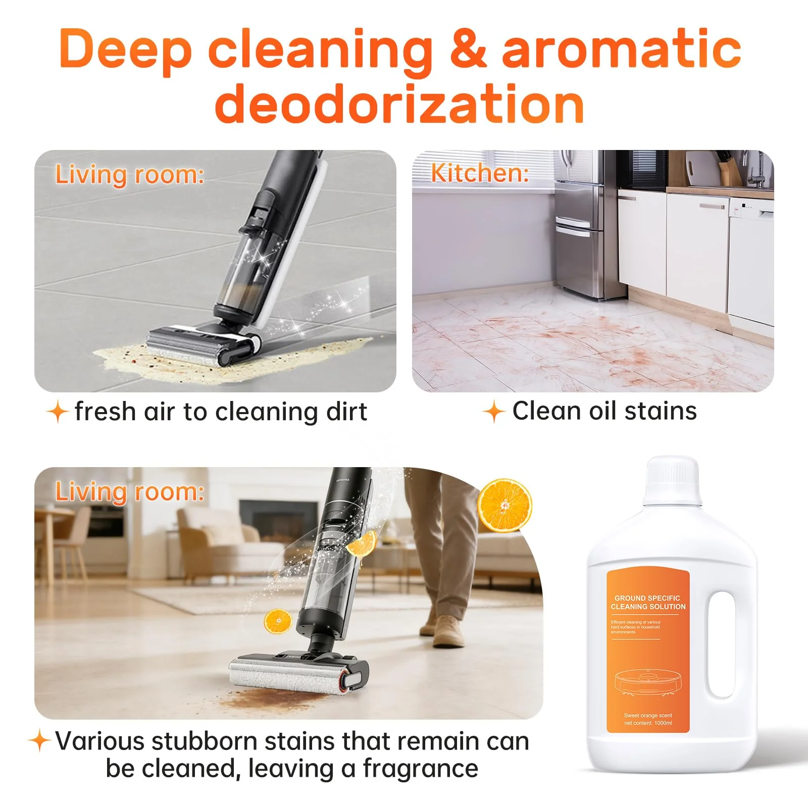 Nukisa Orange Floor Cleaning Solution 1L Compatible with Dreame Wet & Dry Vacuum and Robot, Residue & Streak Free,Suitable for All Robot Vacuum Cleaners and Wireless Wet Dry Dual-Use Vacuum Cleaners - Image 5
