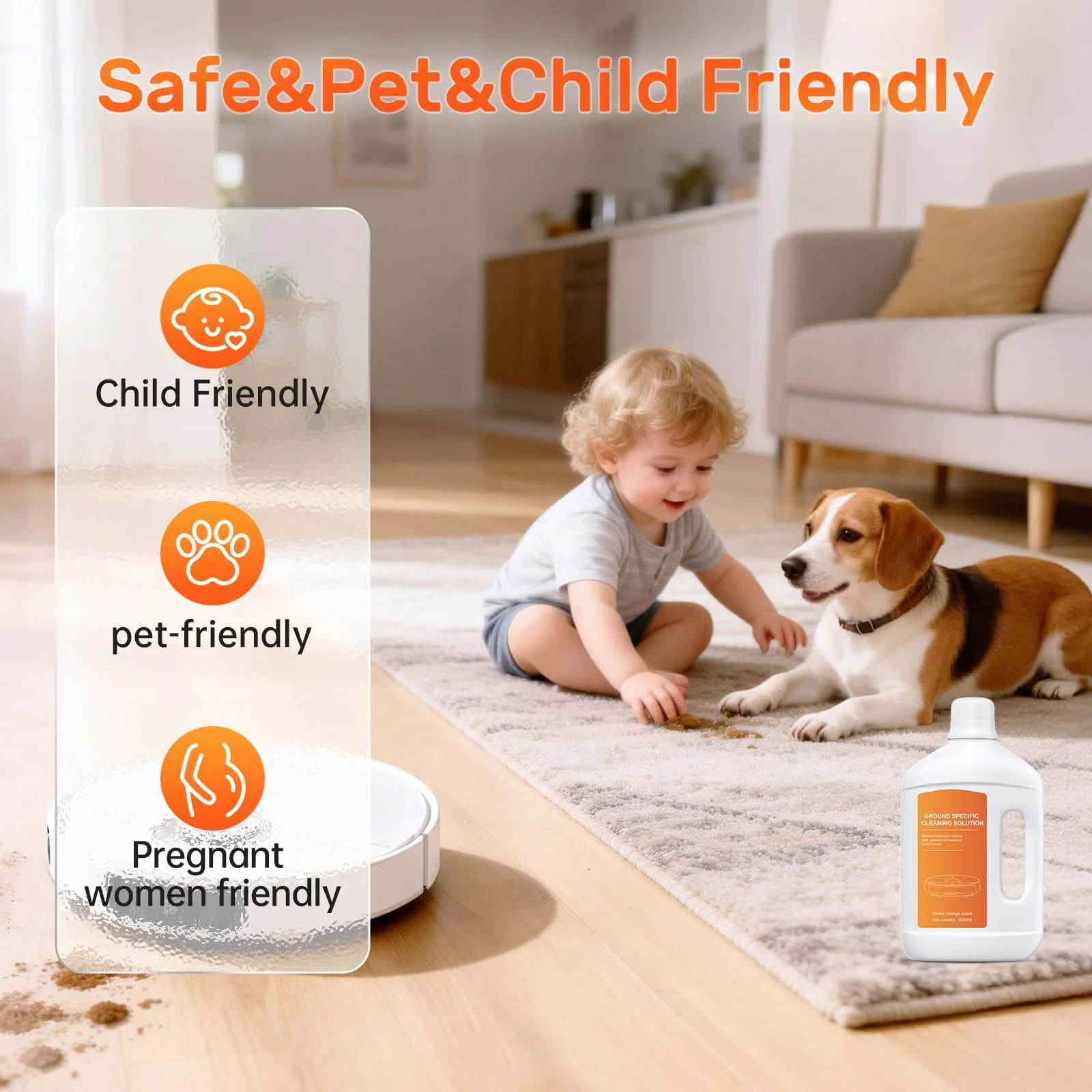 Nukisa Orange Floor Cleaning Solution 1L Compatible with Dreame Wet & Dry Vacuum and Robot, Residue & Streak Free,Suitable for All Robot Vacuum Cleaners and Wireless Wet Dry Dual-Use Vacuum Cleaners - Image 7