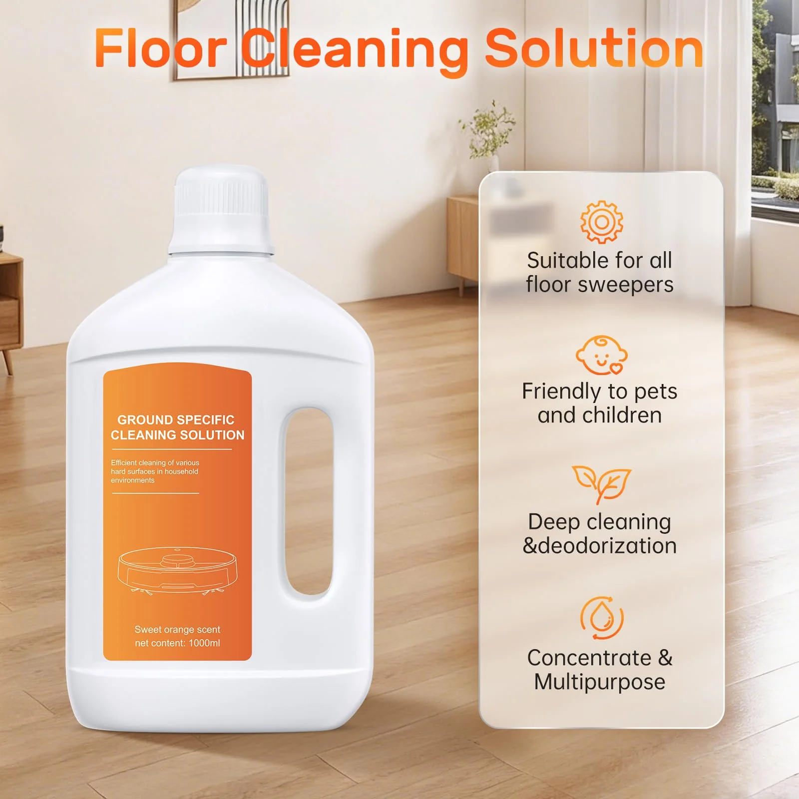 Nukisa Orange Floor Cleaning Solution 1L Compatible with Dreame Wet & Dry Vacuum and Robot, Residue & Streak Free,Suitable for All Robot Vacuum Cleaners and Wireless Wet Dry Dual-Use Vacuum Cleaners - Image 9