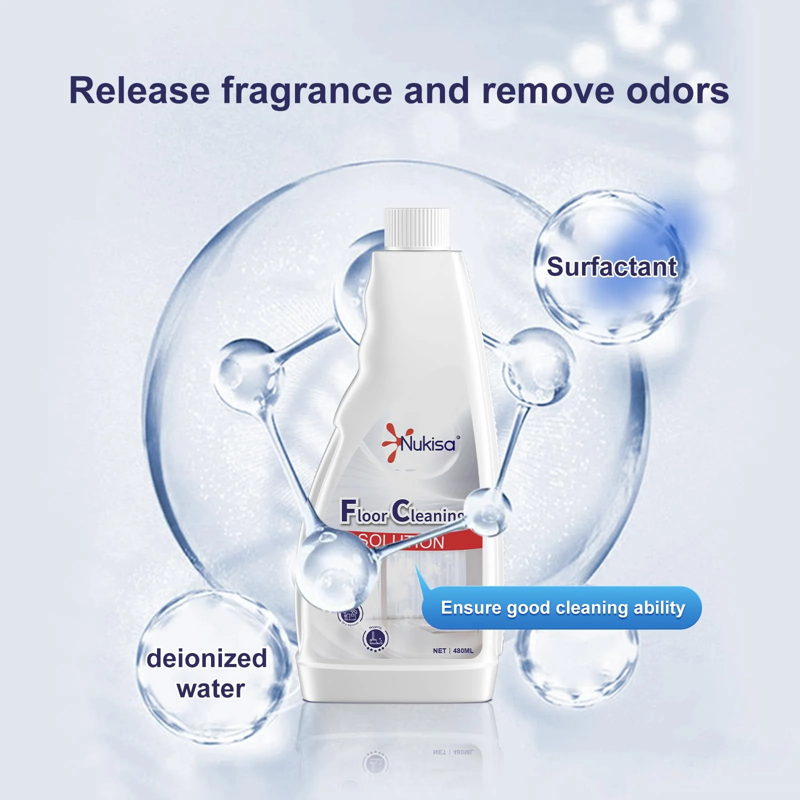 Nukisa Sweet Orange Scent Floor Cleaning Solution Compatible With Roborock Robot Vacuum And Mop Cleaner, Deep Cleans For Multiple Hard Floors, Suitable With All Robot Vacuums With Mopping (1 Bottle) - Image 2