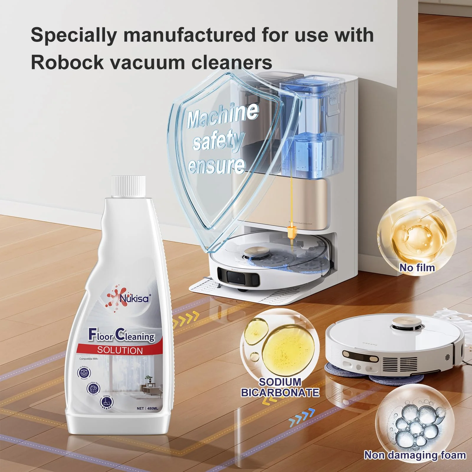 Nukisa Sweet Orange Scent Floor Cleaning Solution Compatible With Roborock Robot Vacuum And Mop Cleaner, Deep Cleans For Multiple Hard Floors, Suitable With All Robot Vacuums With Mopping (1 Bottle) - Image 5