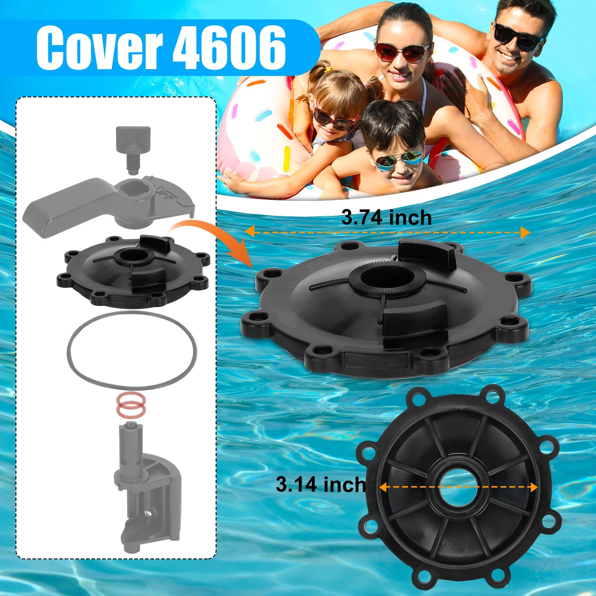 NURATIT 2-Port/3-Port Pool Valve Rebuild Kit Compatible with Jandy 2-way/3-way 4716, 4717 Valves, and Jandy Gray Series Valves. Includes Handle 7433, Valve Cover 4606, Diverter Valve 4720 (2 Pack) - Image 4