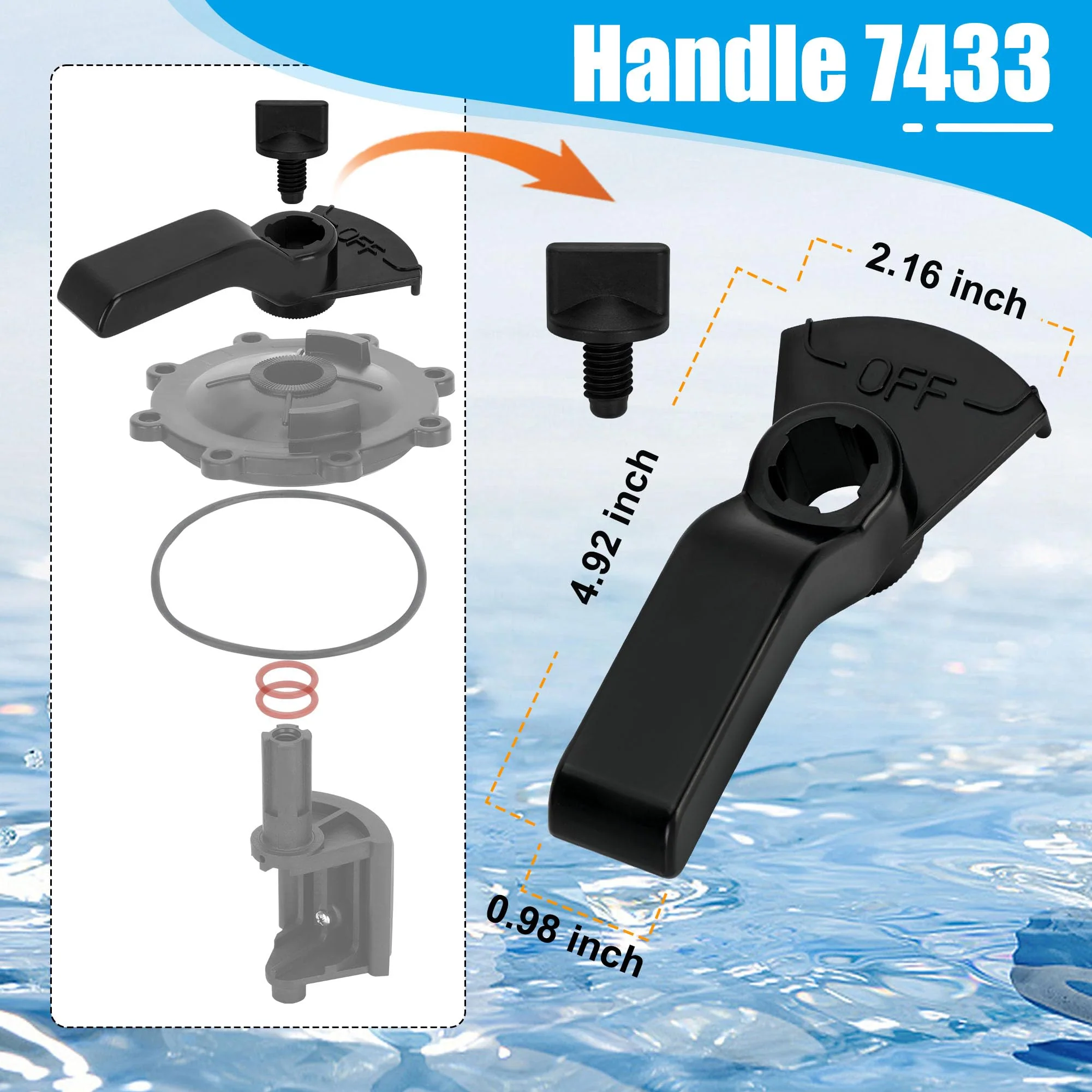 NURATIT 2-Port/3-Port Pool Valve Rebuild Kit Compatible with Jandy 2-way/3-way 4716, 4717 Valves, and Jandy Gray Series Valves. Includes Handle 7433, Valve Cover 4606, Diverter Valve 4720 (2 Pack) - Image 5