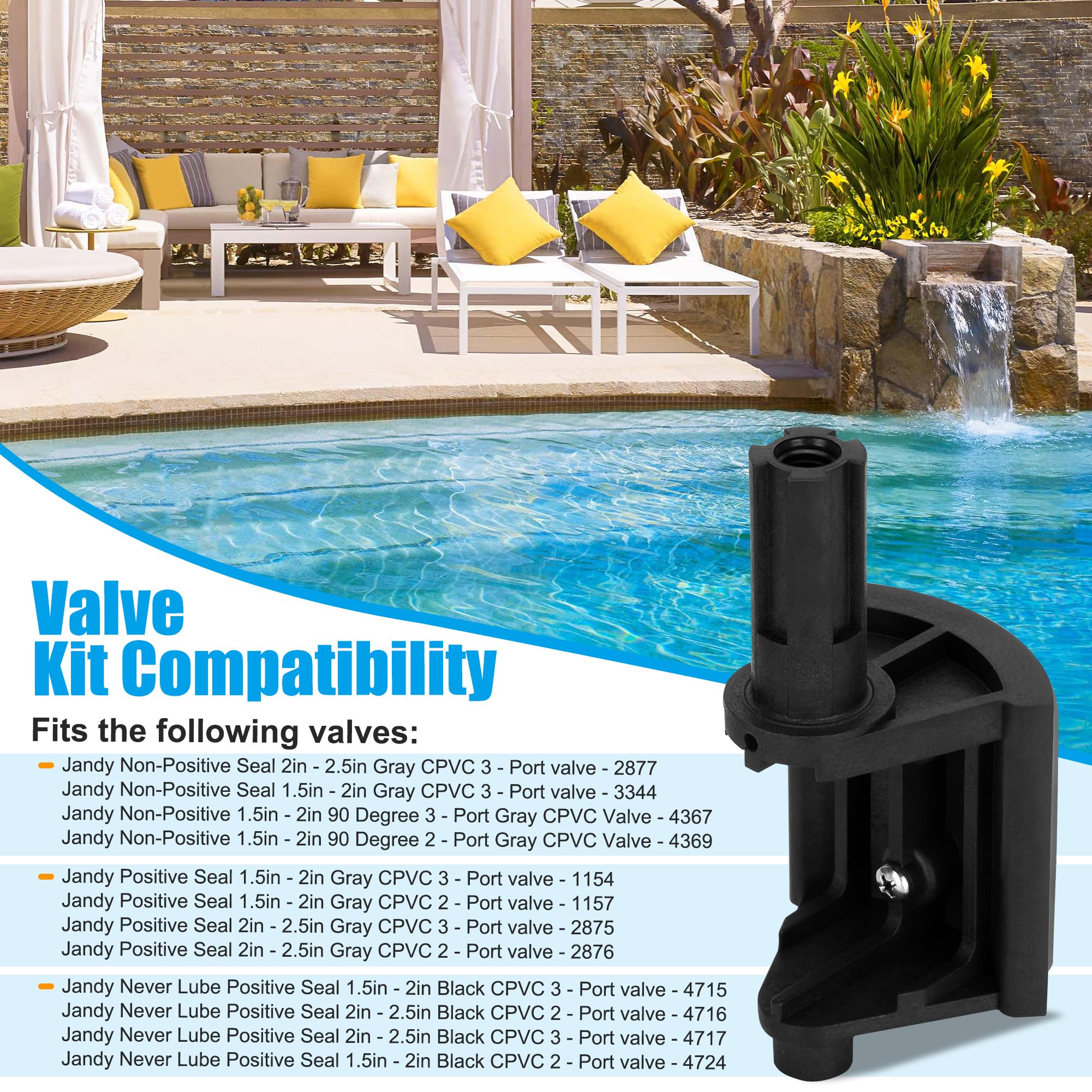 NURATIT 2-Port/3-Port Pool Valve Rebuild Kit Compatible with Jandy 2-way/3-way 4716, 4717 Valves, and Jandy Gray Series Valves. Includes Handle 7433, Valve Cover 4606, Diverter Valve 4720 (2 Pack) - Image 7