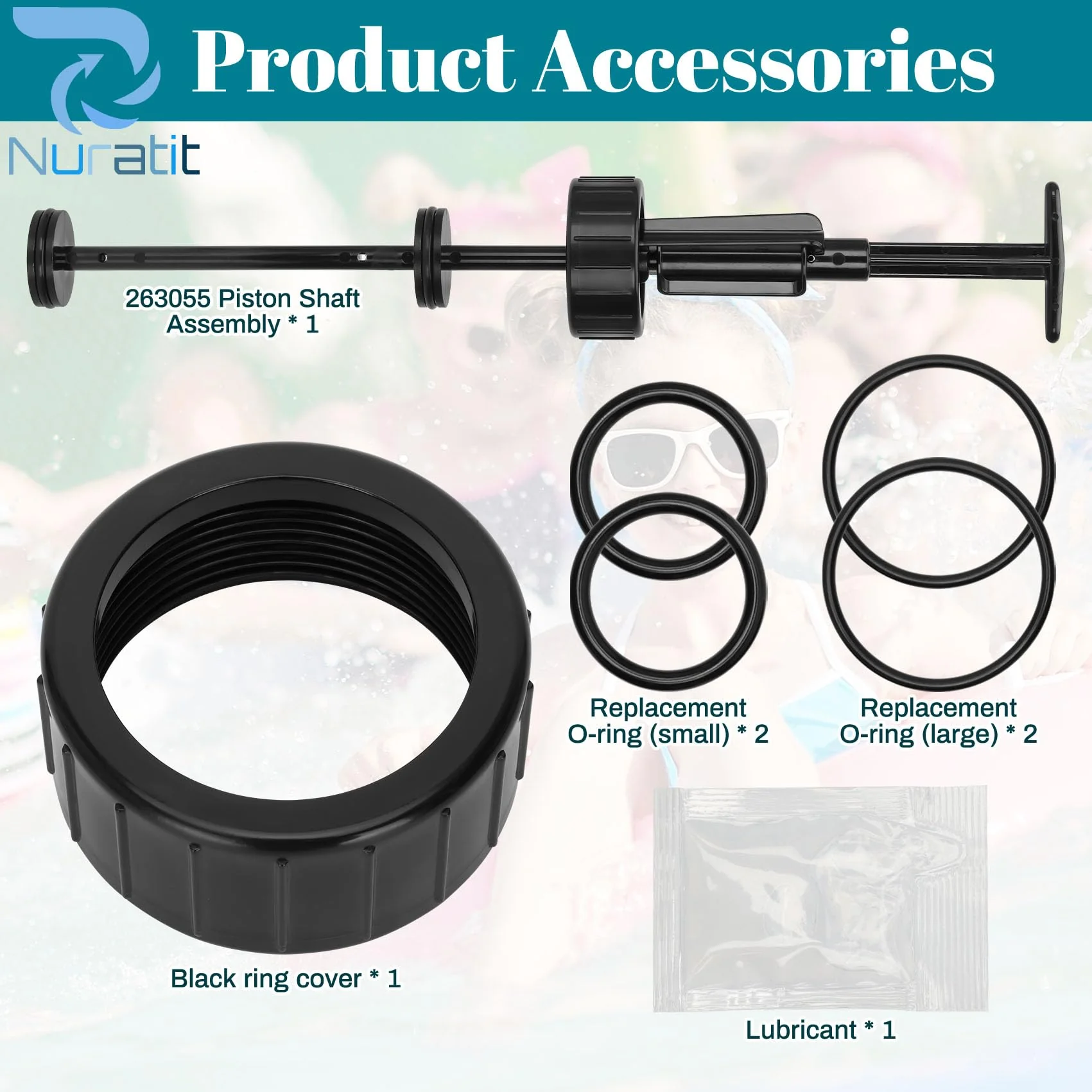 NURATIT 263055 Piston Shaft Assembly Replacement Kit, Compatible with Pentair PVC Slide Pool, FNS Plus Pool Backwash Valve and Spa Valve, Replace Model 263064, 263052, 263053, 263078, and 263079 - Image 2
