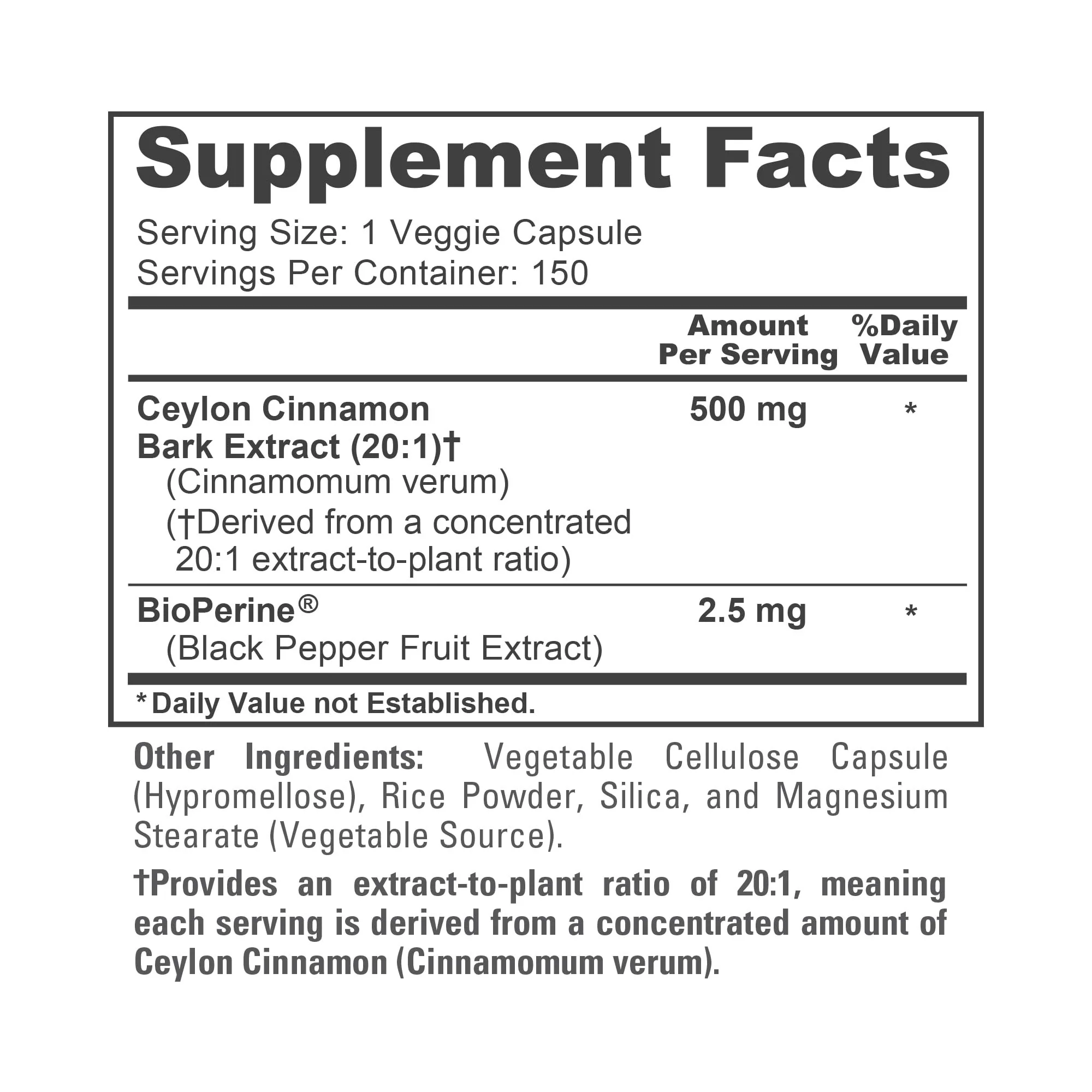 NusaPure Ceylon Cinnamon, 500 mg, 150 Veg Capsules (Non-GMO, Vegan) - Image 5