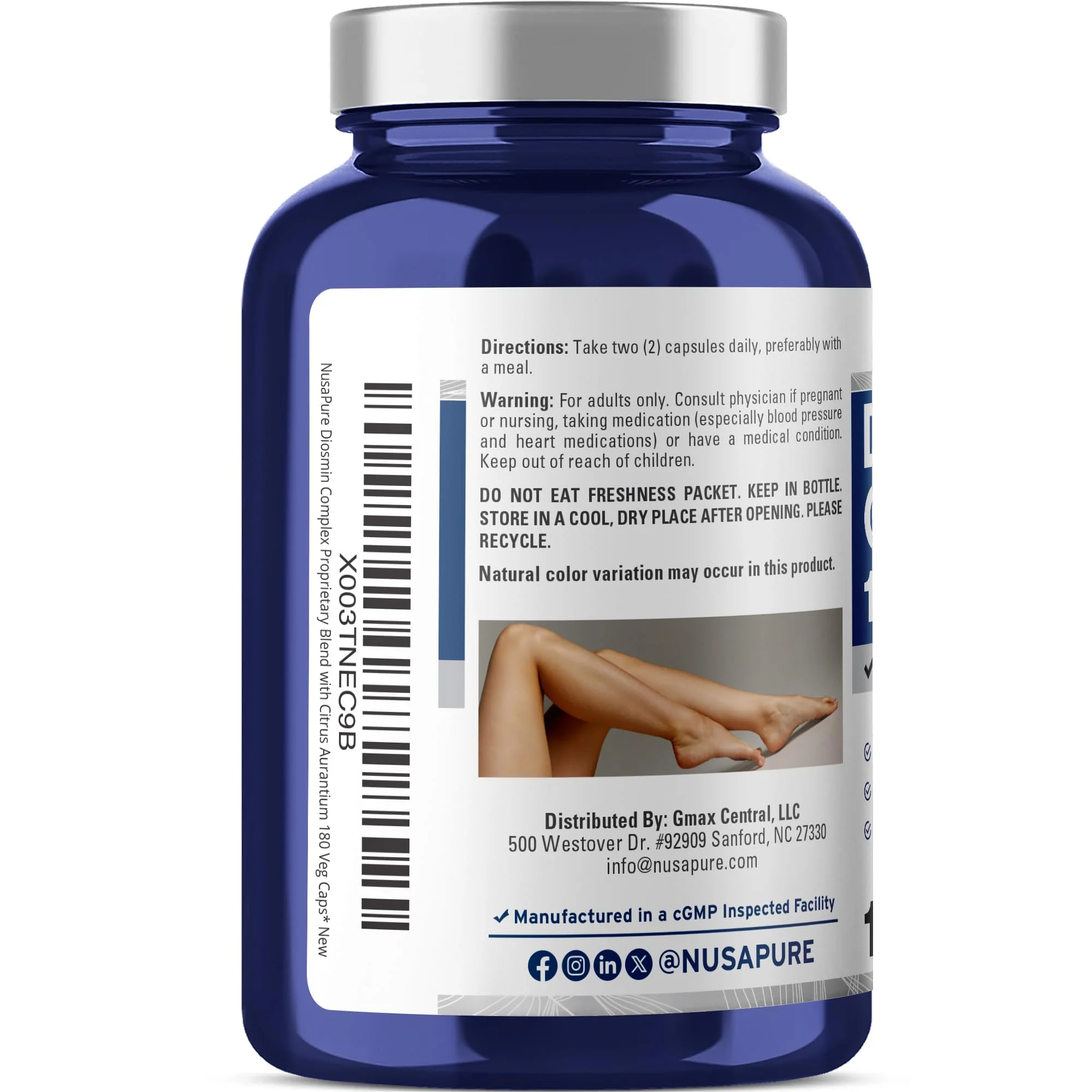 NusaPure Diosmin Complex 1,000mg per Serving 180 Veggie Caps (Non-GMO, Vegan) Citrus Aurantium - Image 8