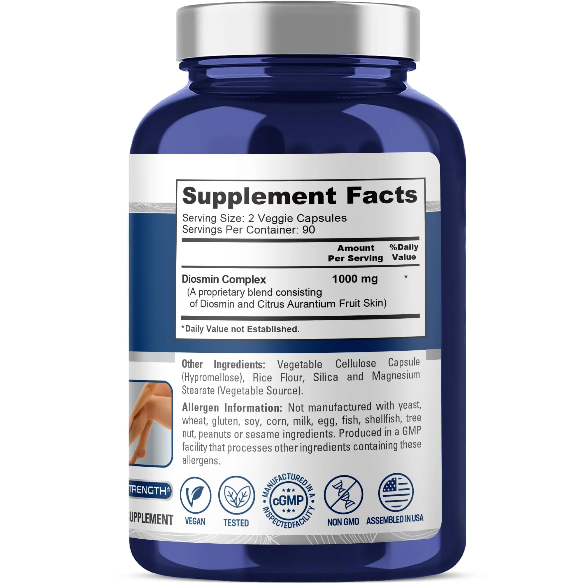 NusaPure Diosmin Complex 1,000mg per Serving 180 Veggie Caps (Non-GMO, Vegan) Citrus Aurantium - Image 9