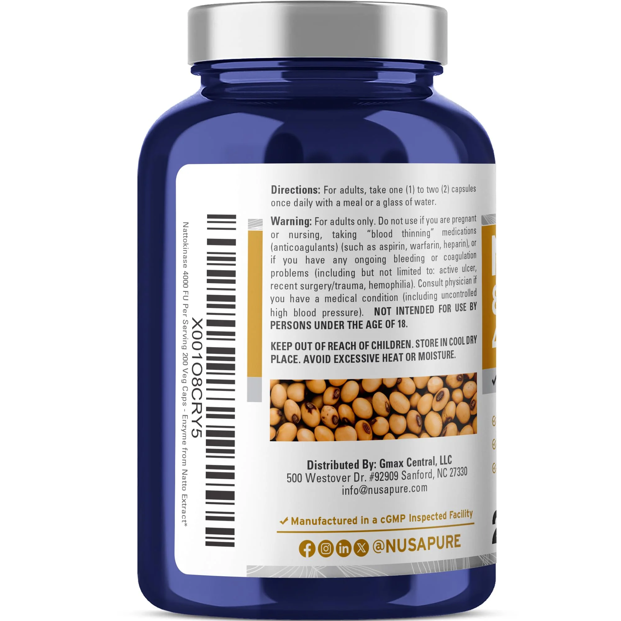 NusaPure Nattokinase 4000 FU 800mg, 200 Veggie Capsules (Vegan, Non-GMO) - Image 4