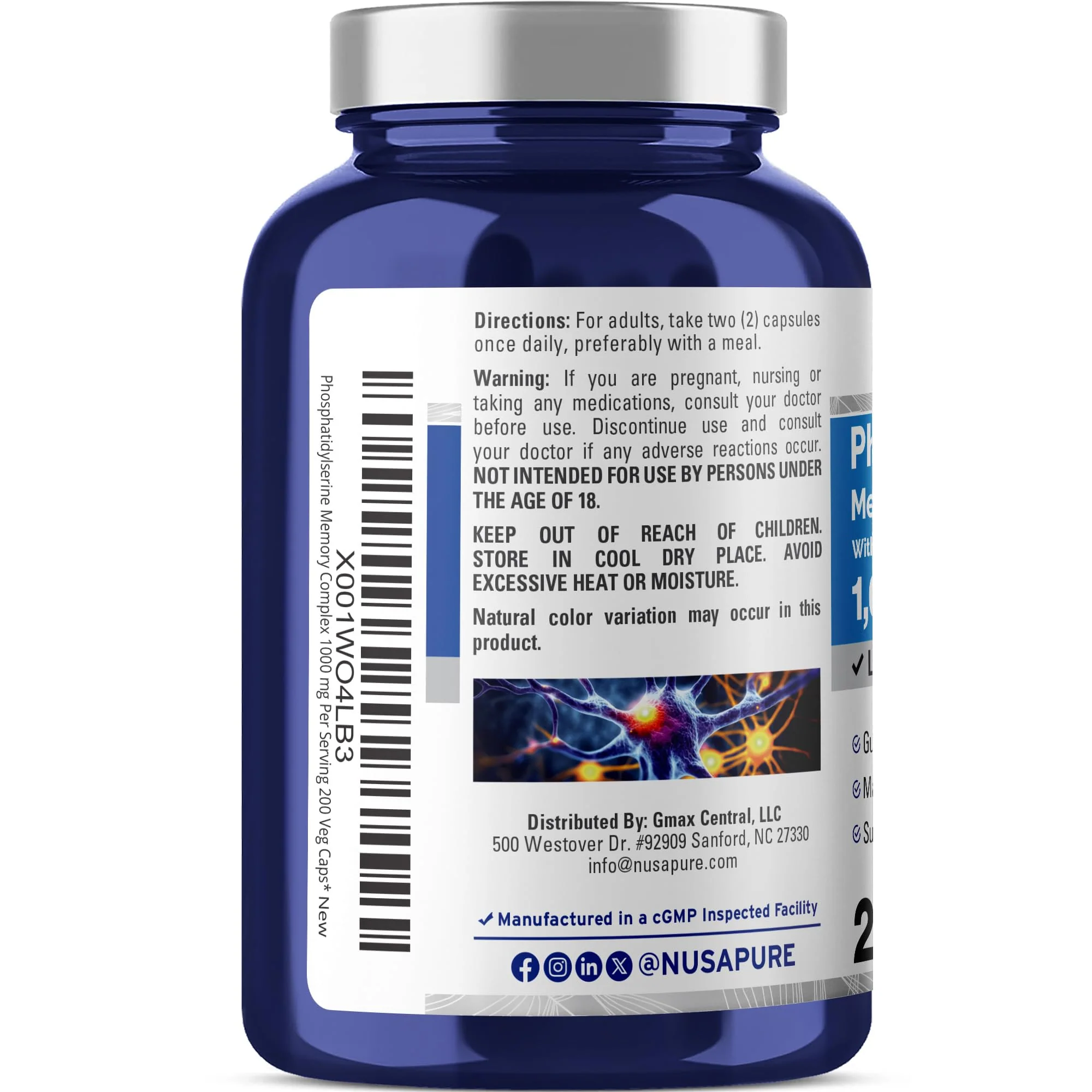 NusaPure Phosphatidylserine Memory Ultimate Complex 1000mg 200 Vegetarian Caps (Vegan, Non-GMO) - Image 6
