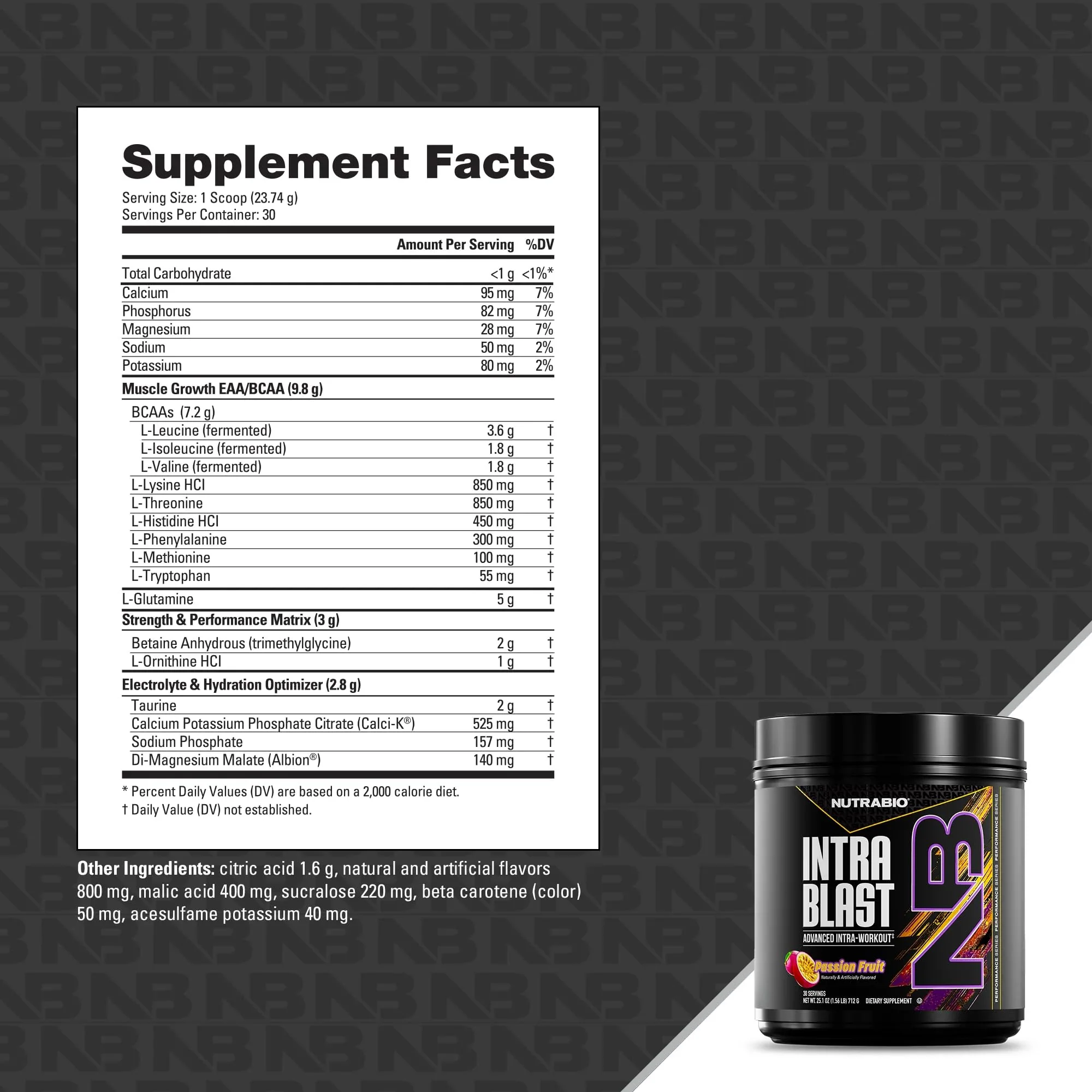 NutraBio Intra Blast Bcaa Powder Amino Acid Supplement, Electrolyte & Hydration Blend, Intra, Pre Workout & Muscle Recovery, 20g Eaa Amino Acids Powder, 5g Glutamine- Passion Fruit, 30 Serving - Image 4