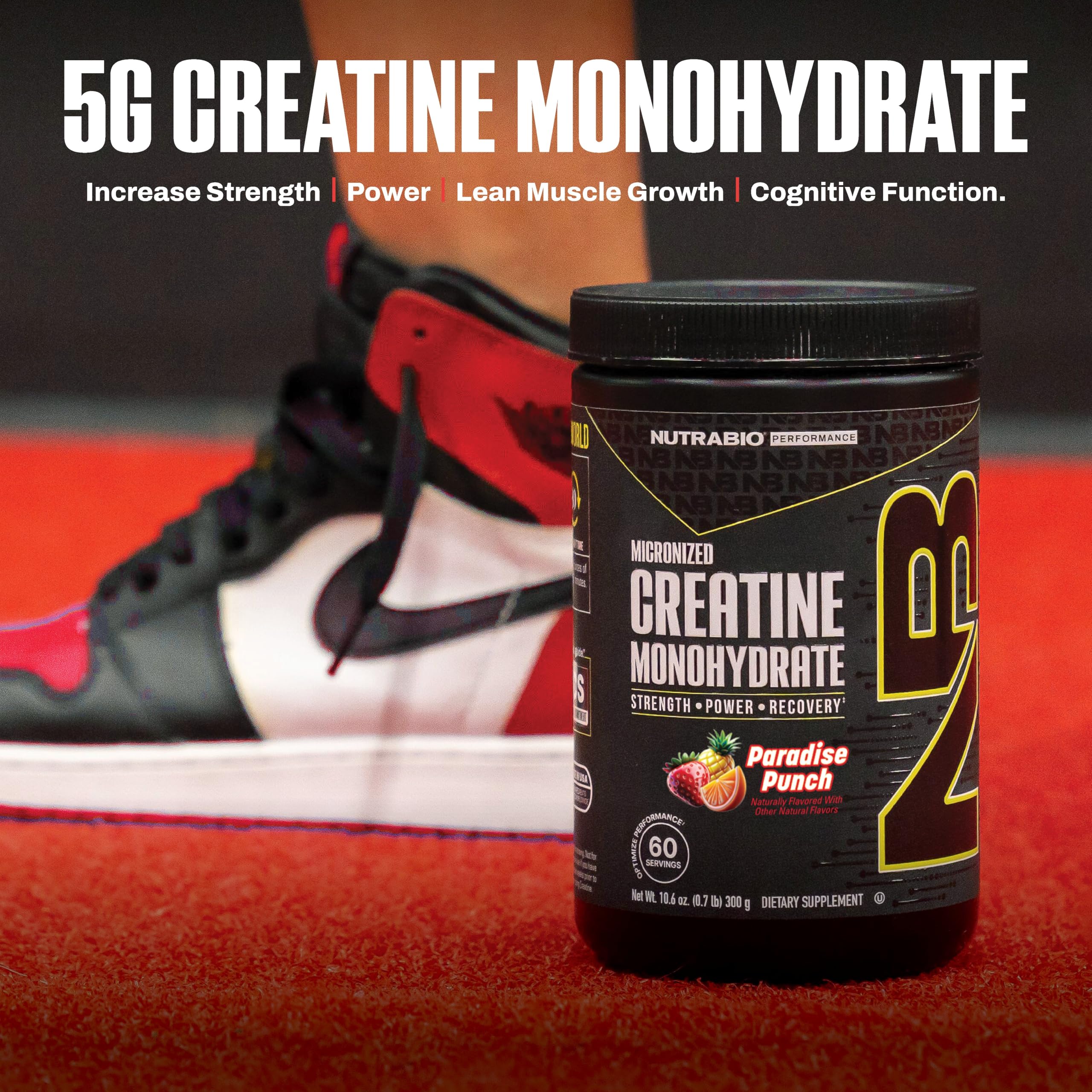 NutraBio Pure Micronized Creatine Monohydrate Powder Supplement,Paradise Punch,(300g)-Supports Bulk Muscle Energy, Recovery, and Strength-HPLC Tested Creatine Powder Supplement for Men and Women - Image 6