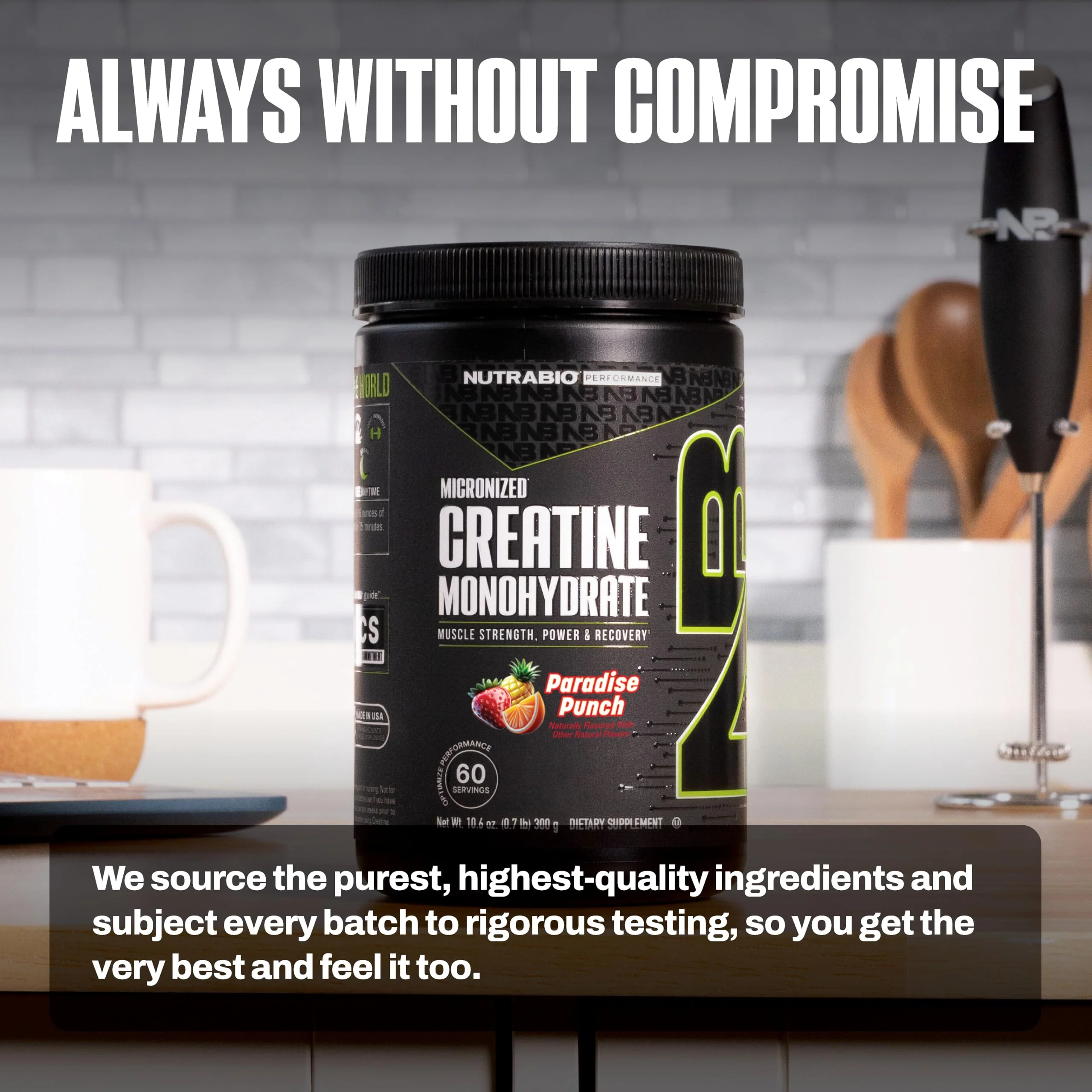 NutraBio Pure Micronized Creatine Monohydrate Powder Supplement,Paradise Punch,(300g)-Supports Bulk Muscle Energy, Recovery, and Strength-HPLC Tested Creatine Powder Supplement for Men and Women - Image 8